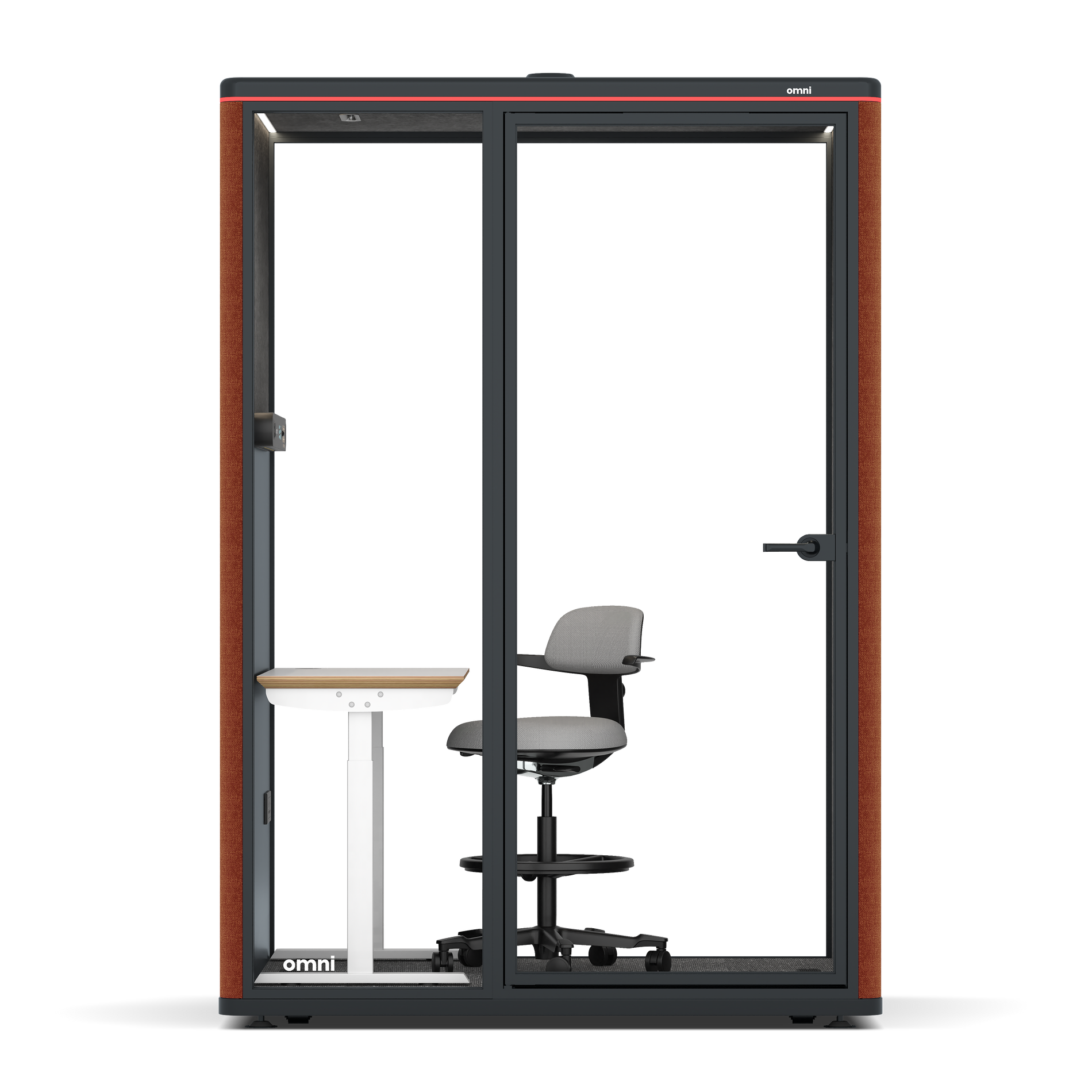 Omni TwoElectrical Adjustable Work Station + Stool / Bloody Orange / #615f5d