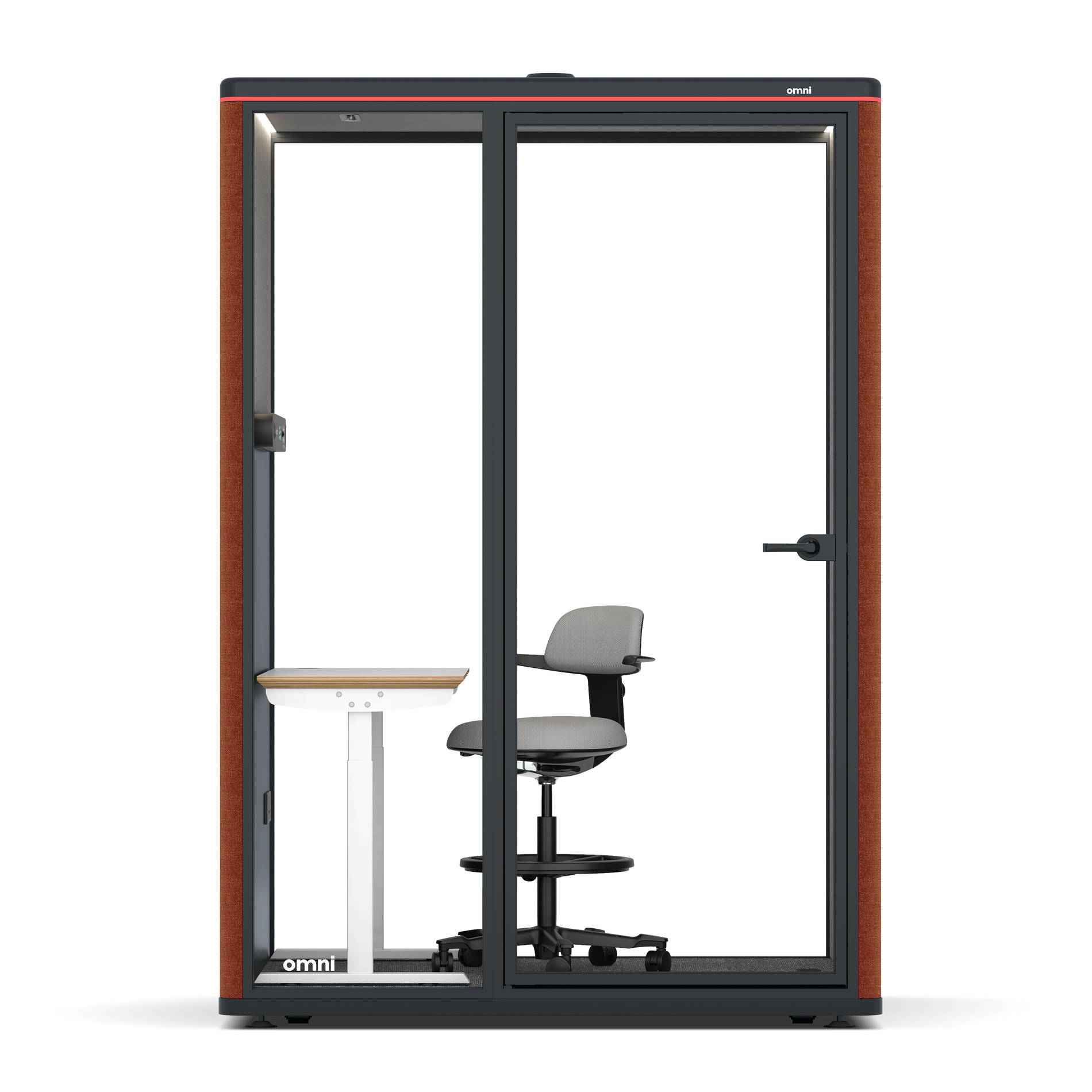 Omni TwoElectrical Adjustable Work Station + Stool / Bloody Orange / #6d6c69