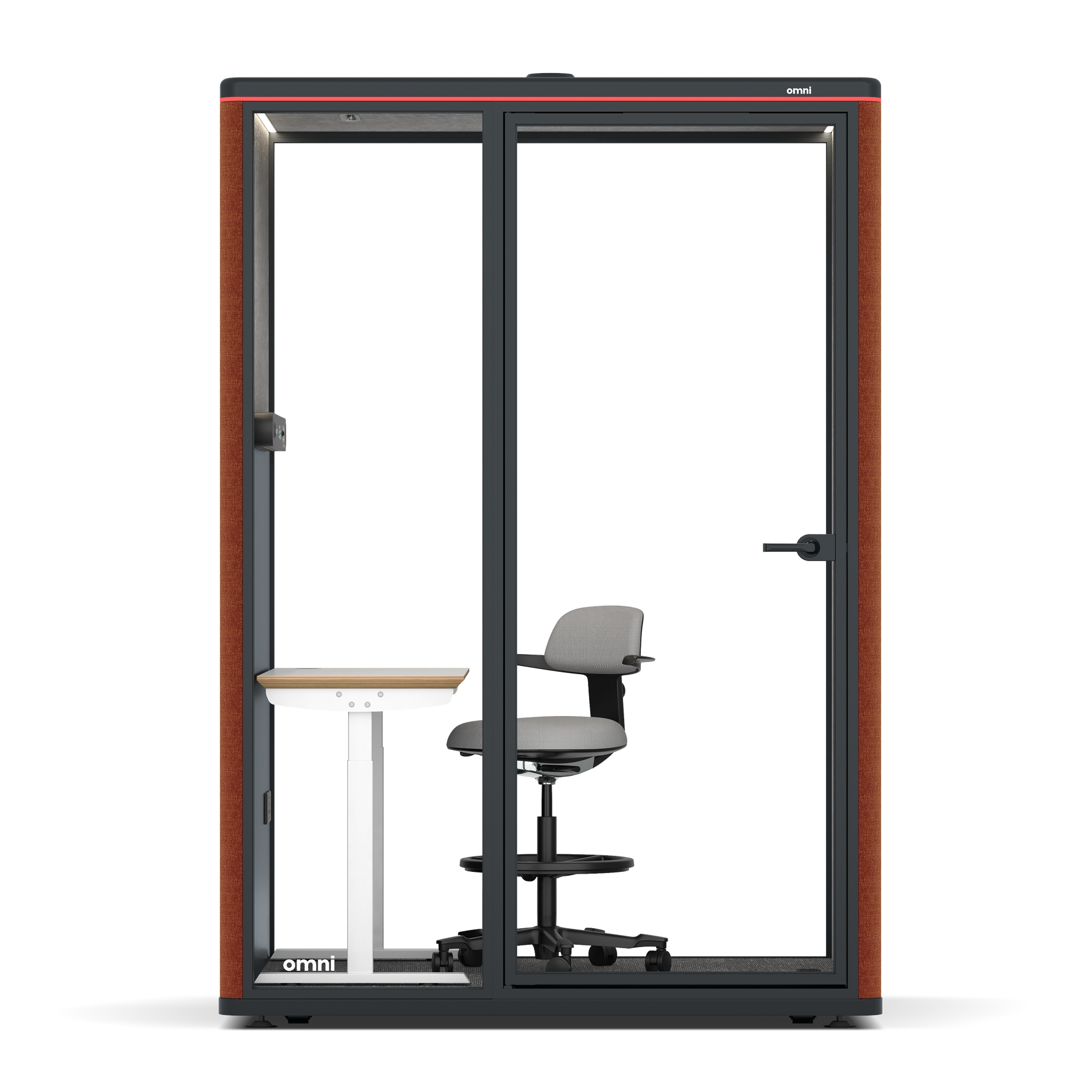 Omni TwoElectrical Adjustable Work Station + Stool / Bloody Orange / #a49f98