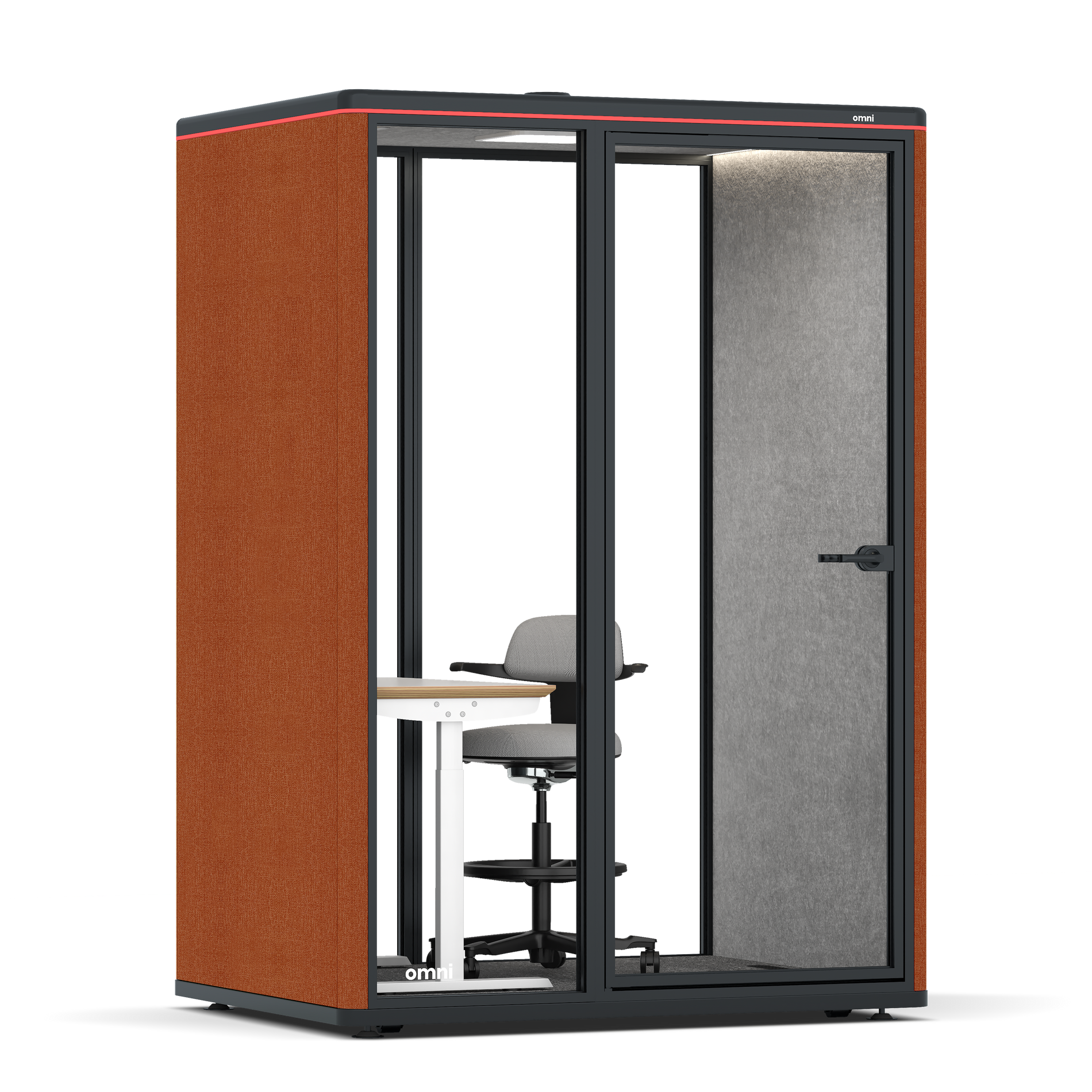 Omni TwoElectrical Adjustable Work Station + Stool / Bloody Orange / #a49f98