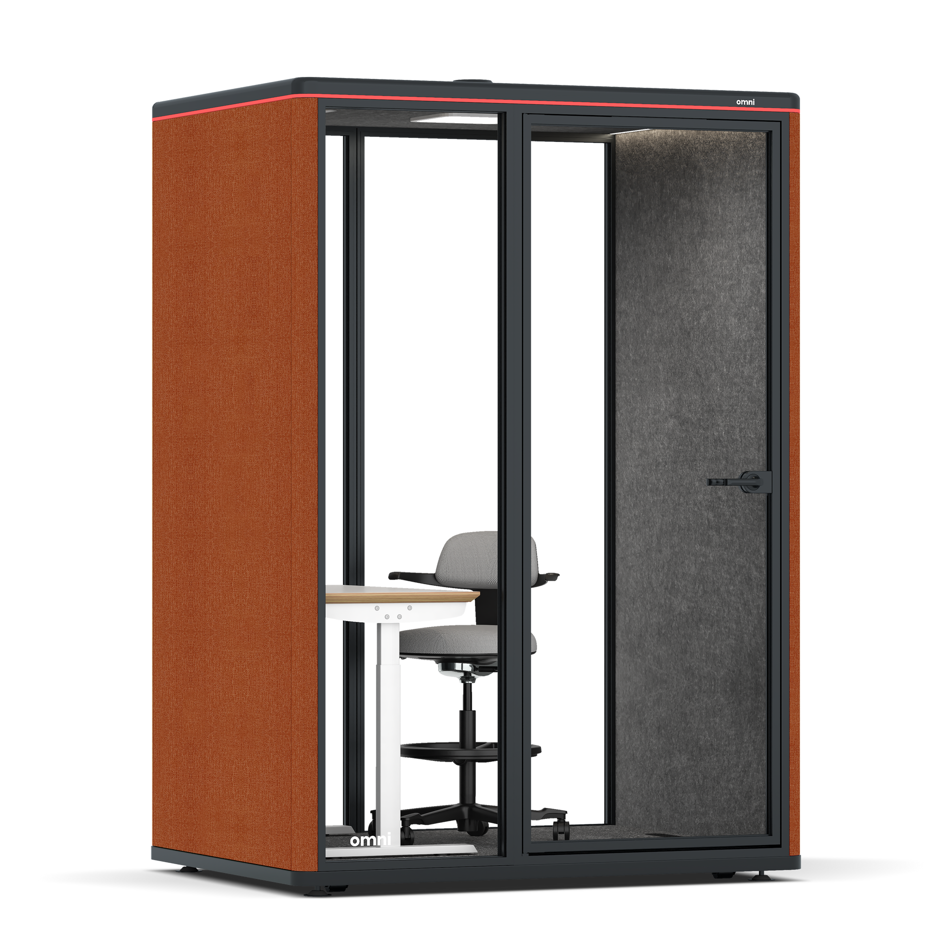 Omni TwoElectrical Adjustable Work Station + Stool / Bloody Orange / #615f5d