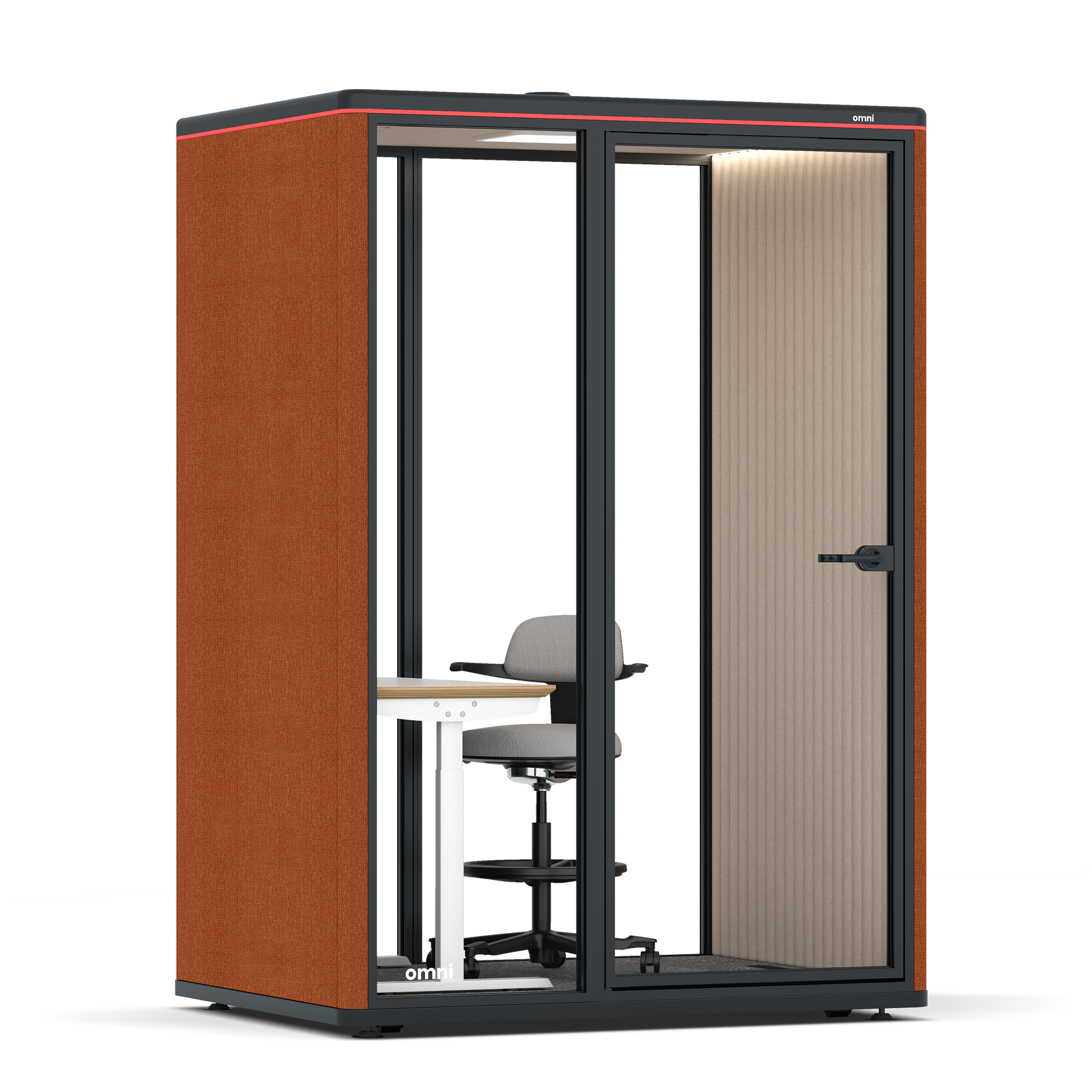 Omni TwoElectrical Adjustable Work Station + Stool / Bloody Orange / #a18e7e