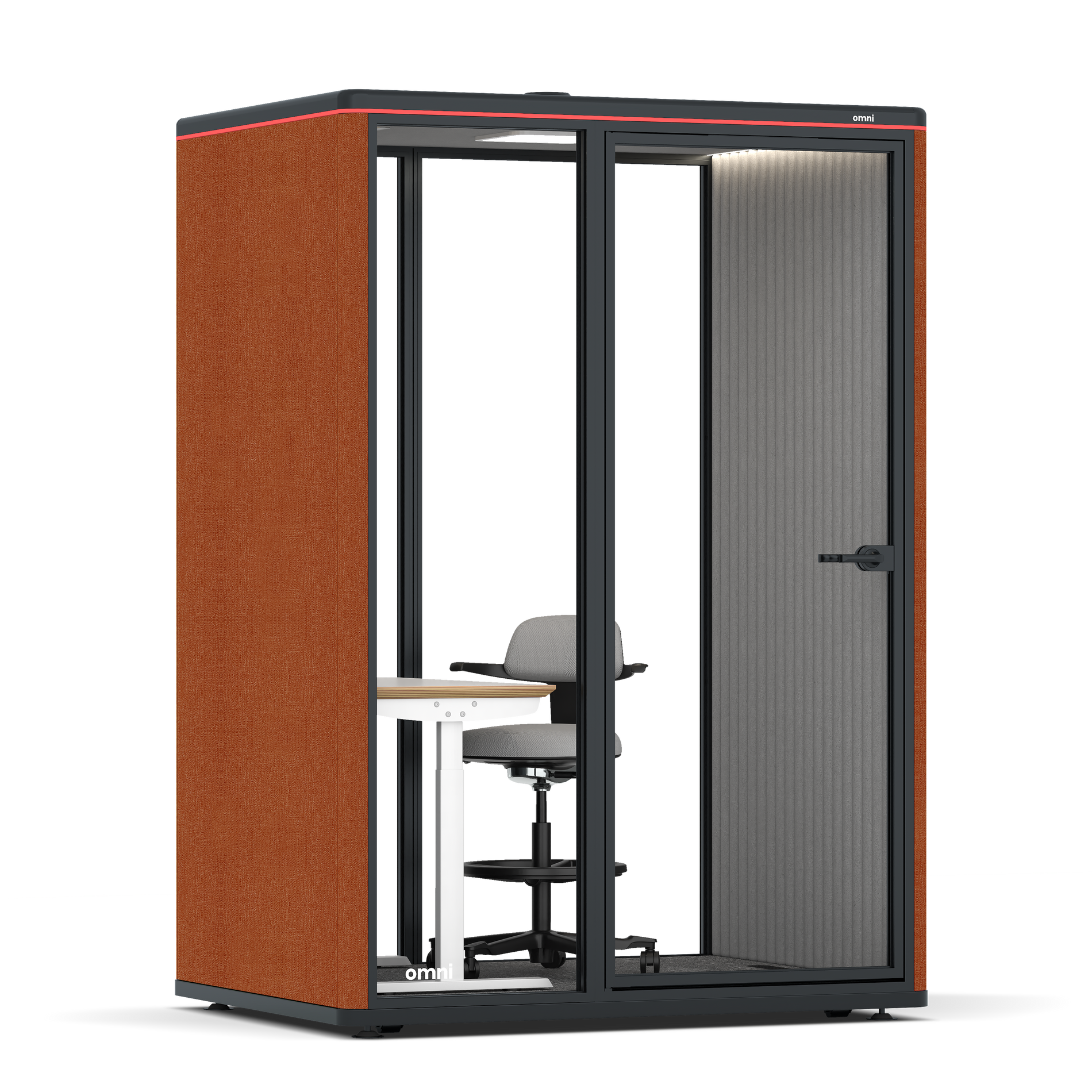 Omni TwoElectrical Adjustable Work Station + Stool / Bloody Orange / #6d6c69