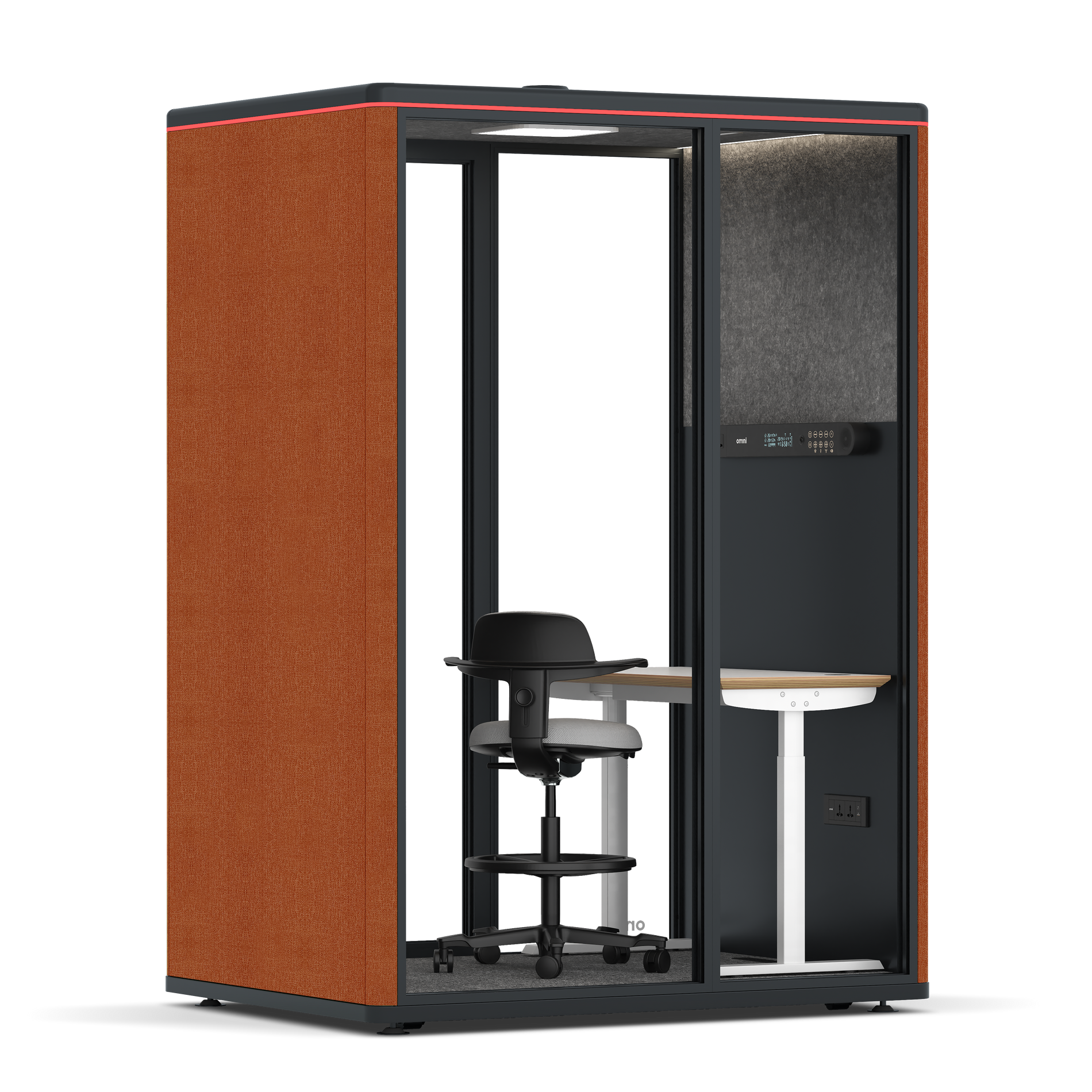 Omni TwoElectrical Adjustable Work Station + Stool / Bloody Orange / #615f5d
