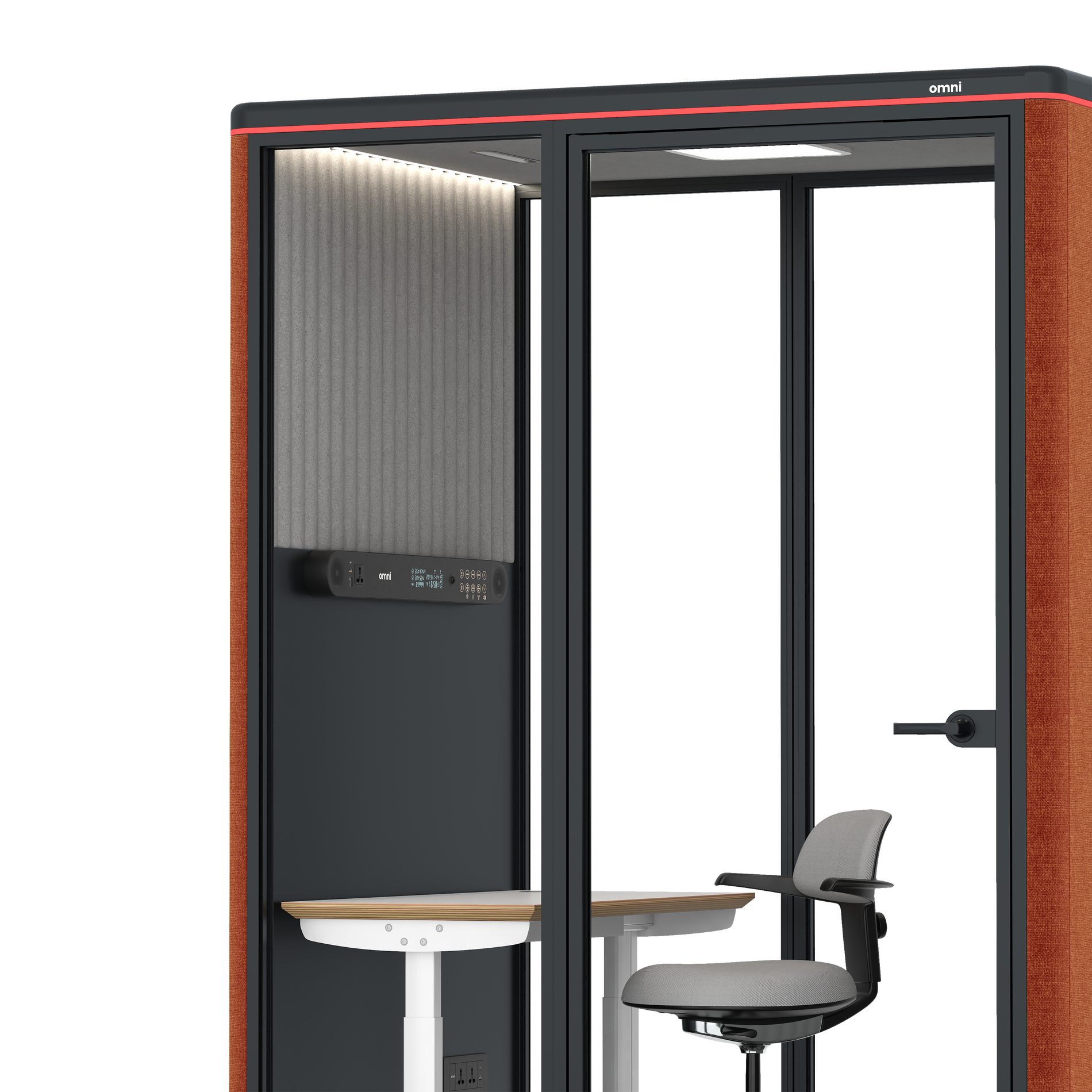 Omni TwoElectrical Adjustable Work Station + Stool / Bloody Orange / #6d6c69