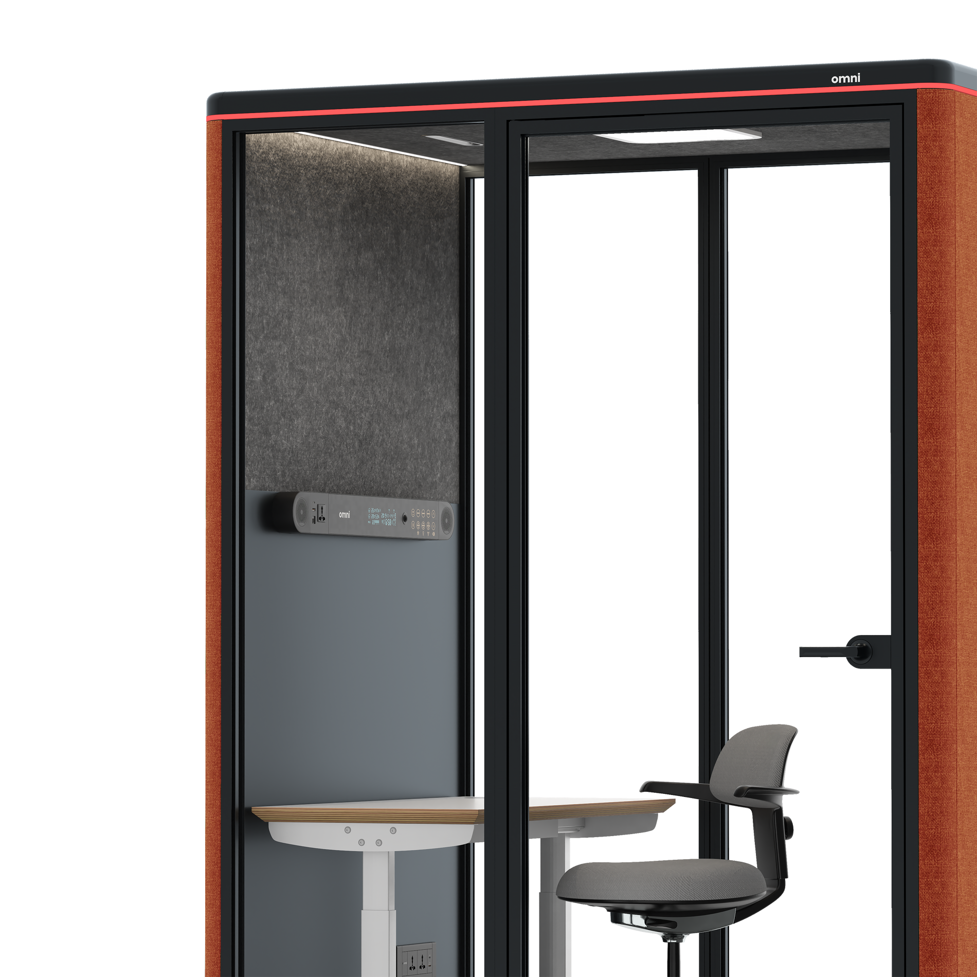 Omni TwoElectrical Adjustable Work Station + Stool / Bloody Orange / #615f5d