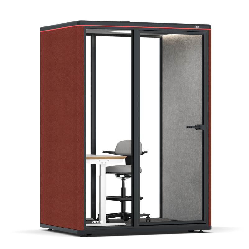 Omni TwoElectrical Adjustable Work Station + Stool / Gabriel Medley Deep Rouge / Light Grey Pet Board