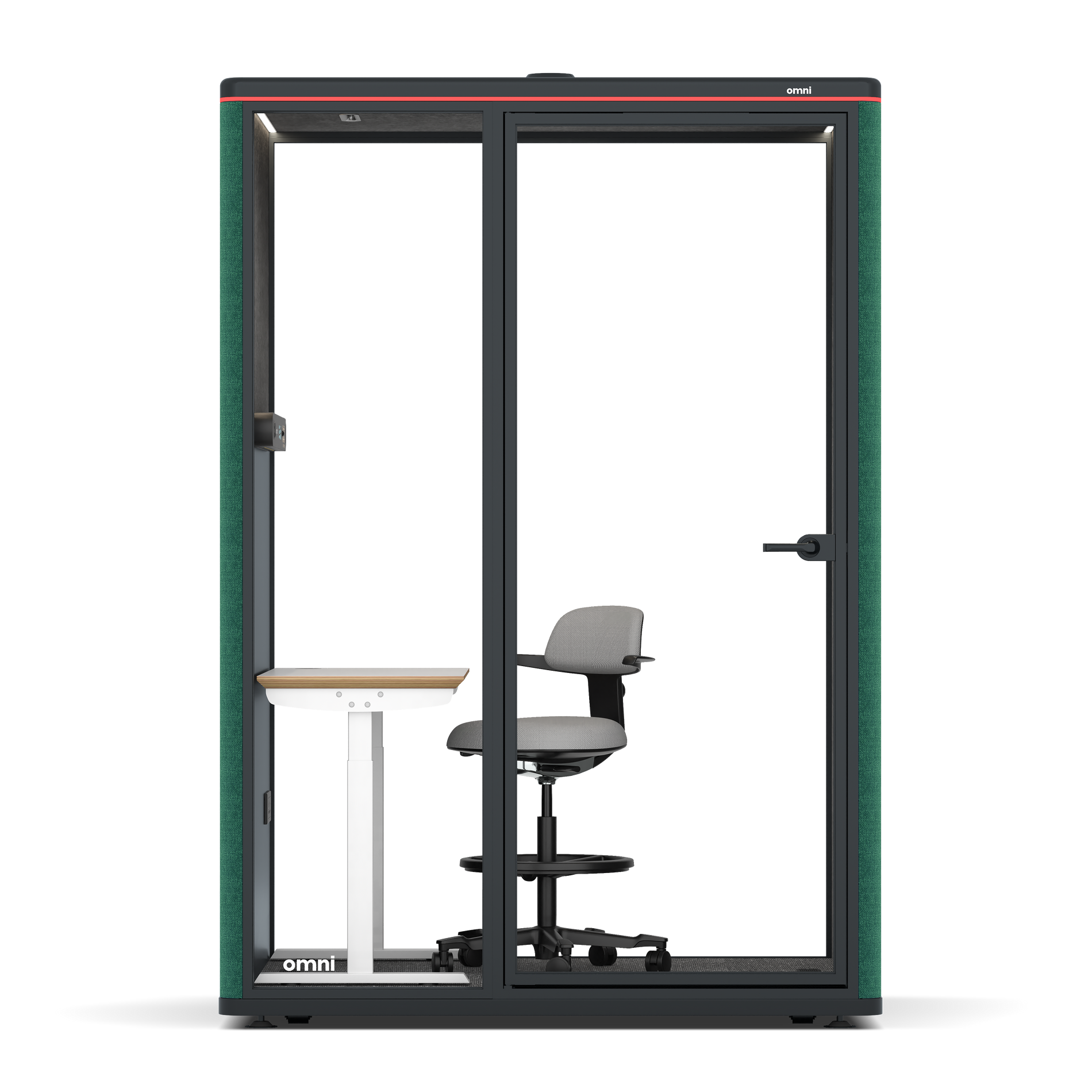 Omni TwoElectrical Adjustable Work Station + Stool / Gabriel Medley Forest Green / #615f5d