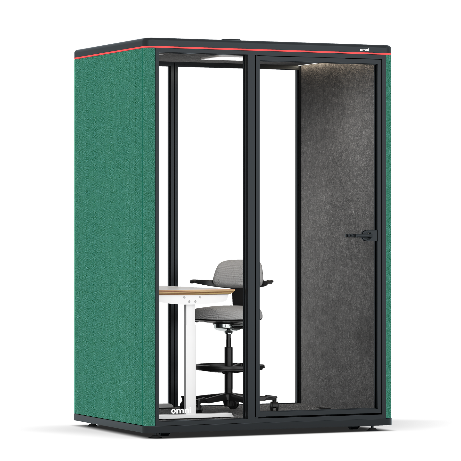 Omni TwoElectrical Adjustable Work Station + Stool / Gabriel Medley Forest Green / Dark Grey Pet Board