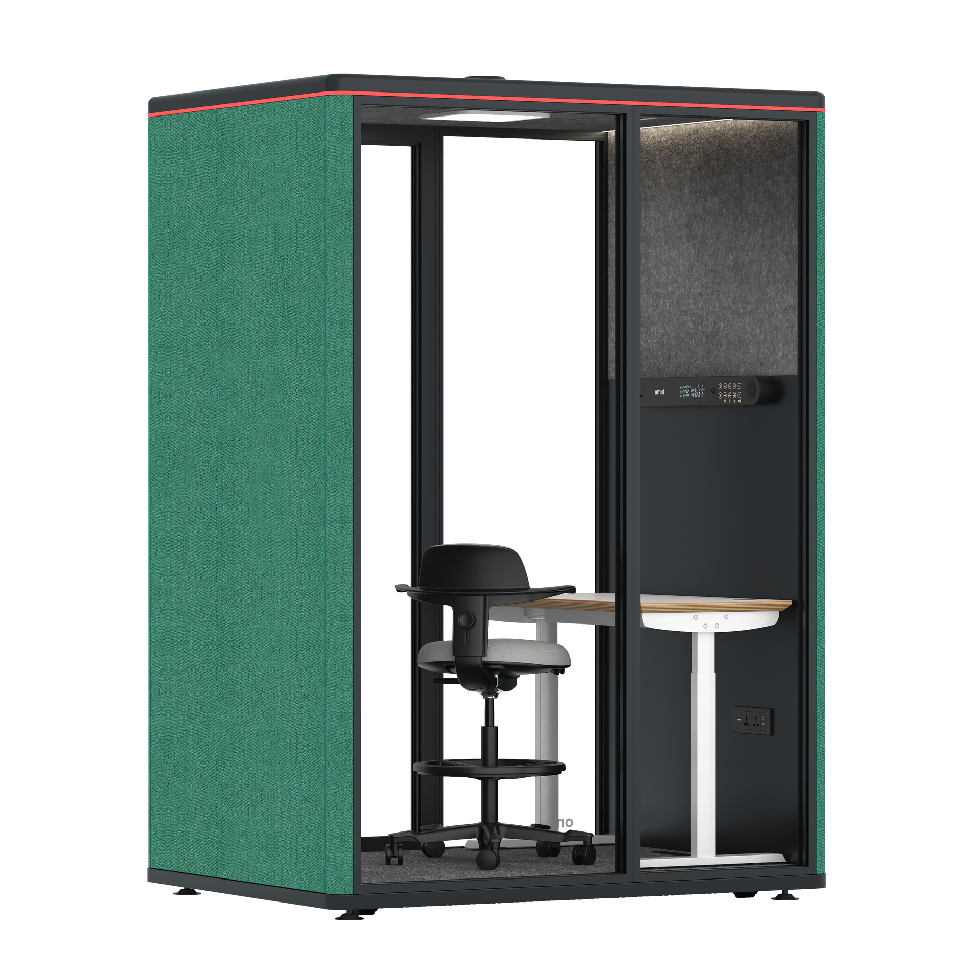 Omni TwoElectrical Adjustable Work Station + Stool / Gabriel Medley Forest Green / Dark Grey Pet Board
