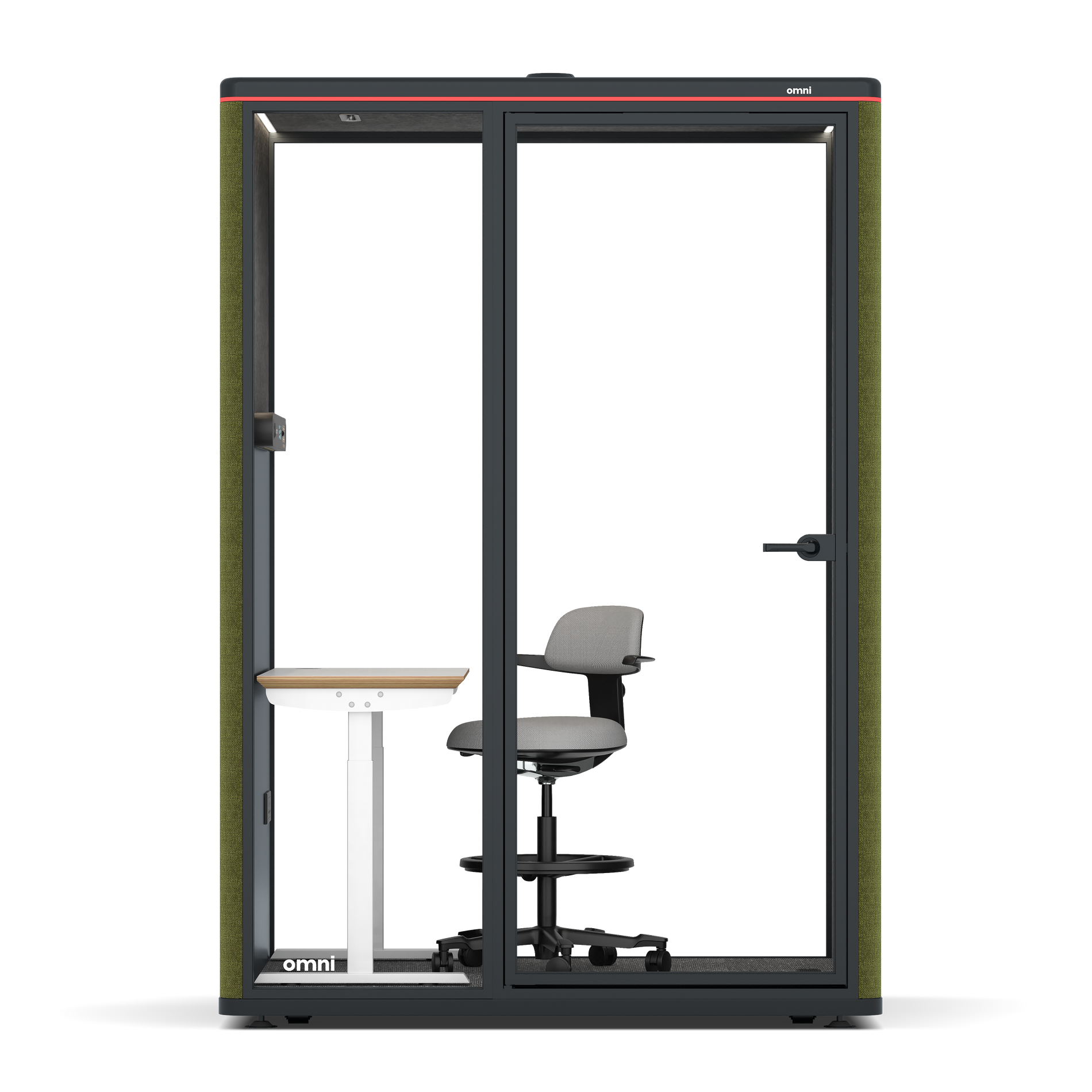 Omni TwoElectrical Adjustable Work Station + Stool / Gabriel Medley Meadow Green / #615f5d