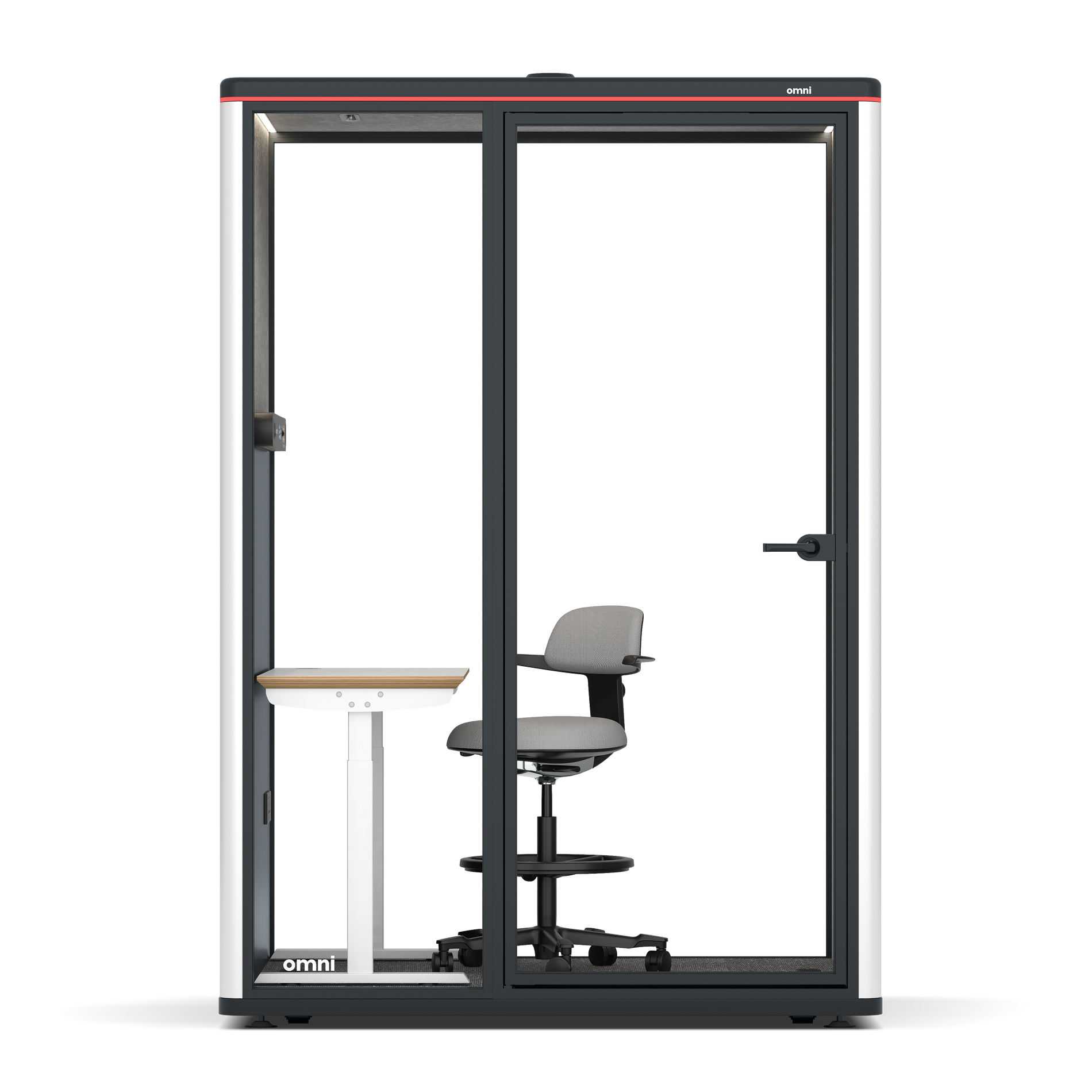 Omni TwoElectrical Adjustable Work Station + Stool / WhiteRAL Pure White / #a49f98