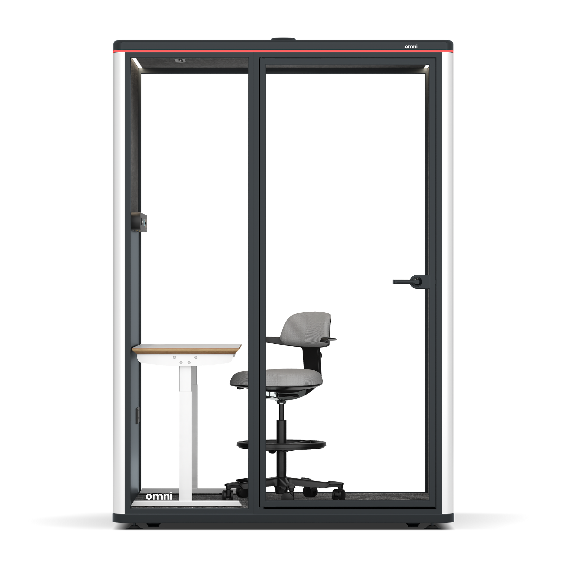 Omni TwoElectrical Adjustable Work Station + Stool / WhiteRAL Pure White / #615f5d