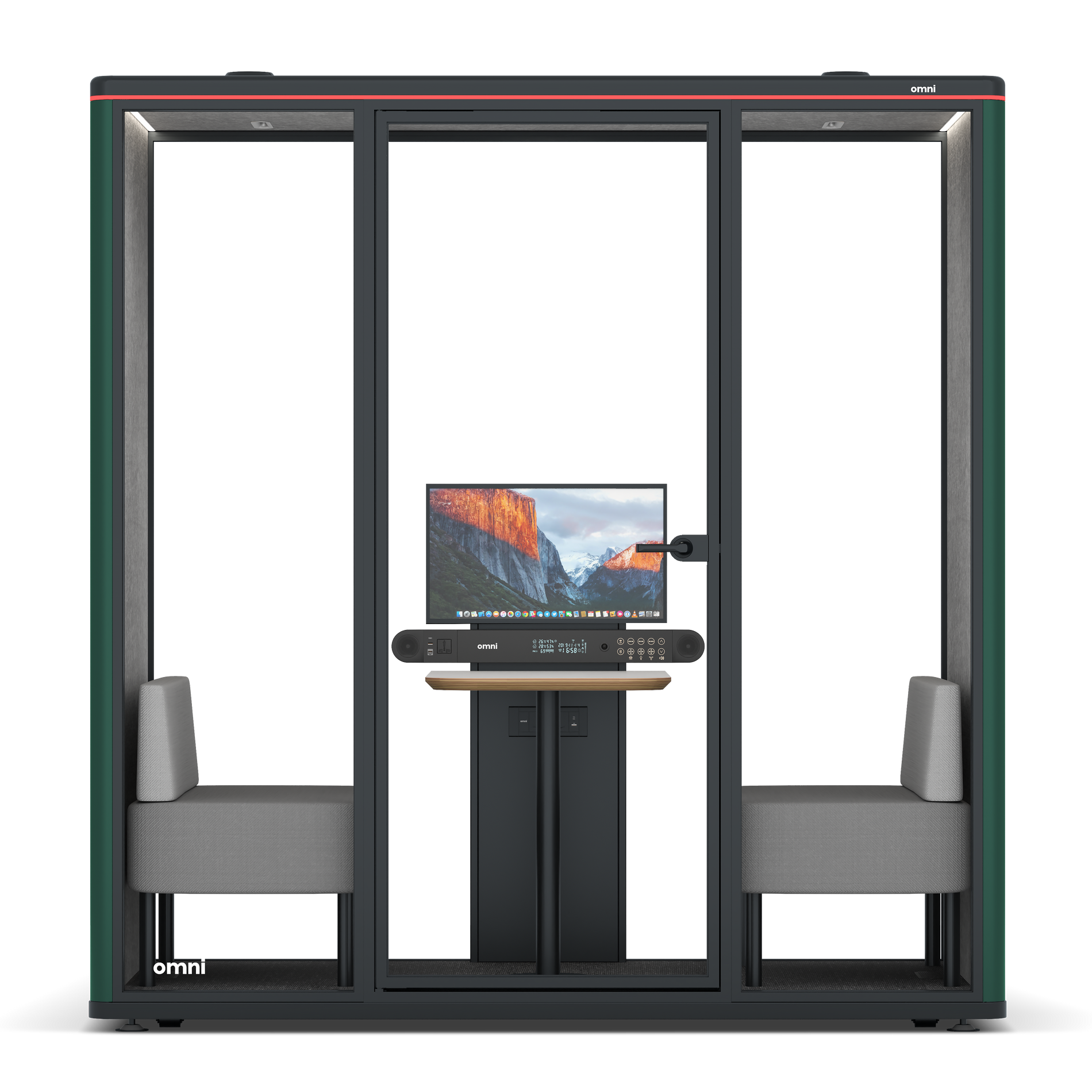 Omni DemiTable (+ Monitor Stand) / RAL Moss Green / #a49f98