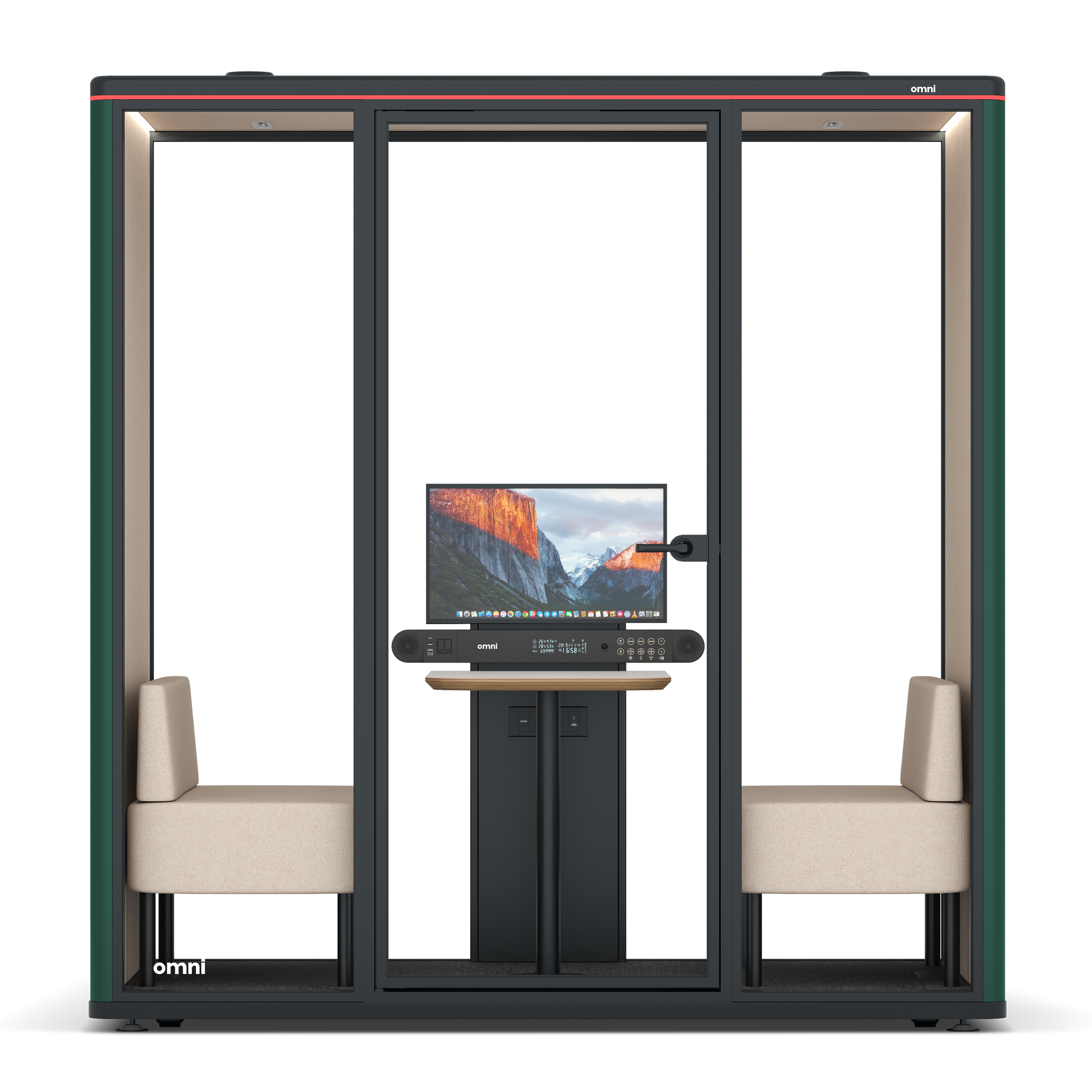 Omni DemiTable (+ Monitor Stand) / RAL Moss Green / #a18e7e