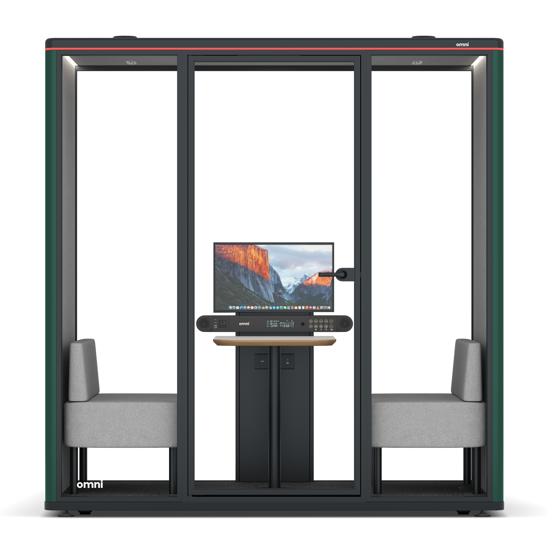 Omni DemiTable (+ Monitor Stand) / RAL Moss Green / #6d6c69