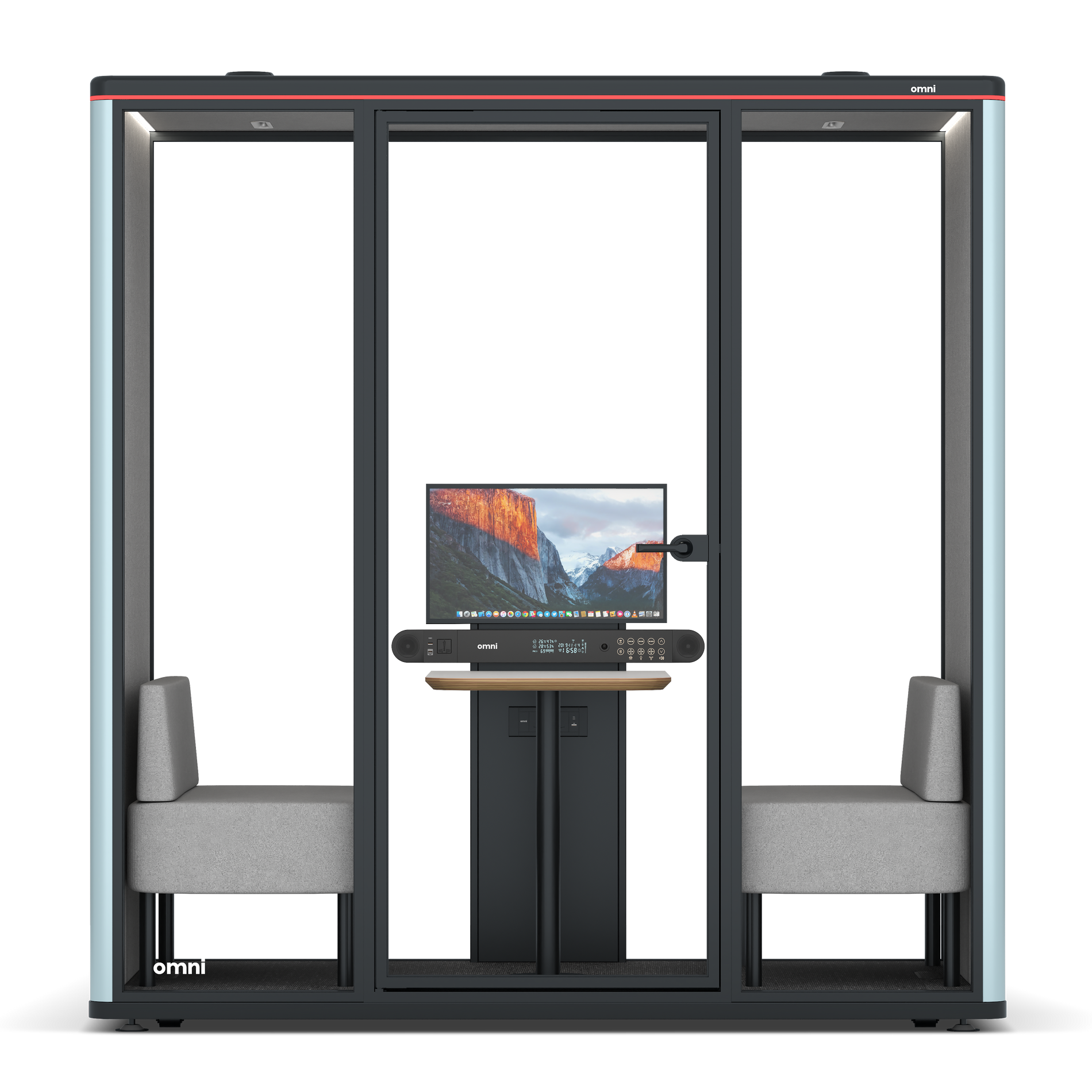 Omni DemiTable (+ Monitor Stand) / RAL Grey Blue / #6d6c69