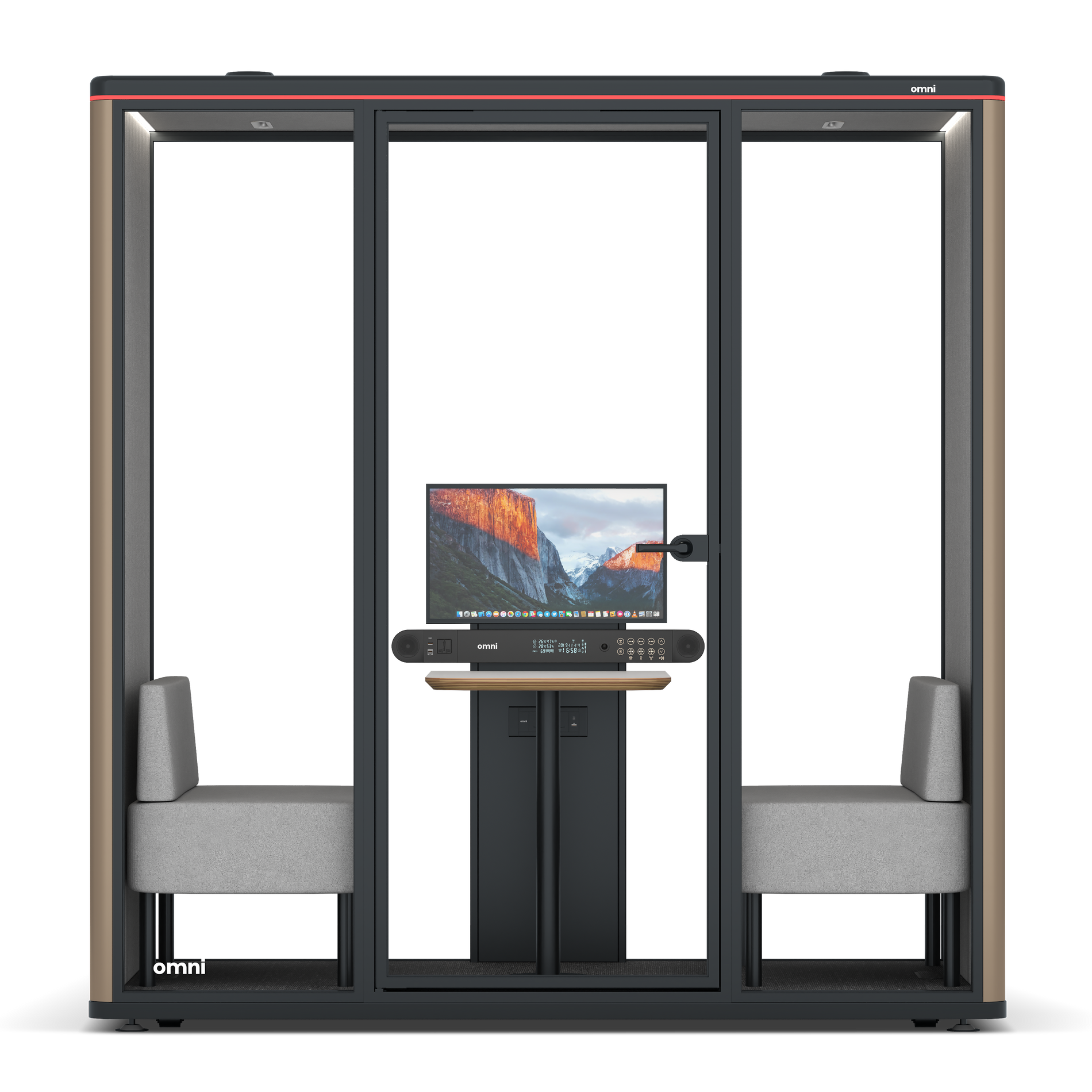 Omni DemiTable (+ Monitor Stand) / RAL Grey Blue / #6d6c69