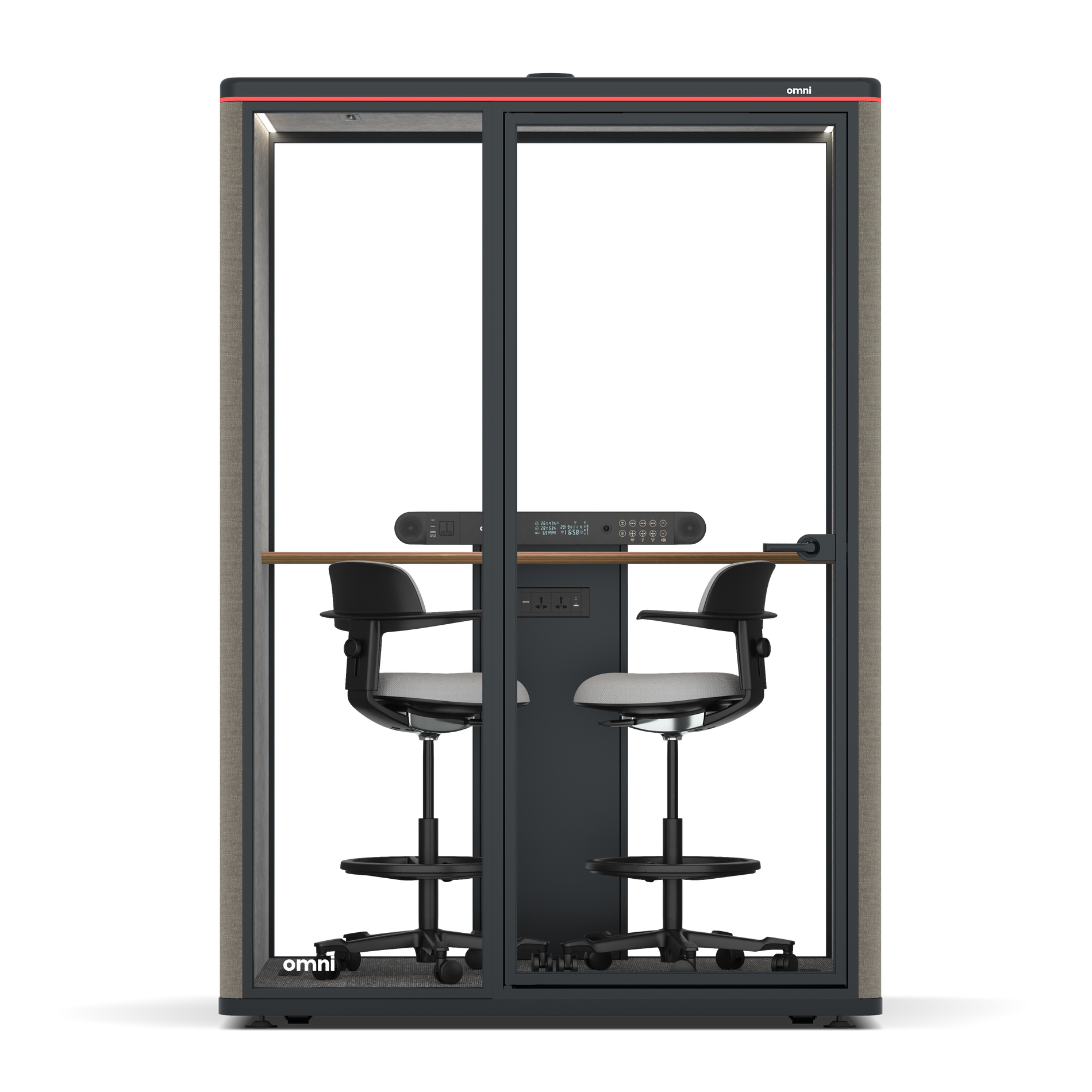 Omni TwoWorkstation + 2 stools / Gabriel Medley Ocean Pebble / #a49f98