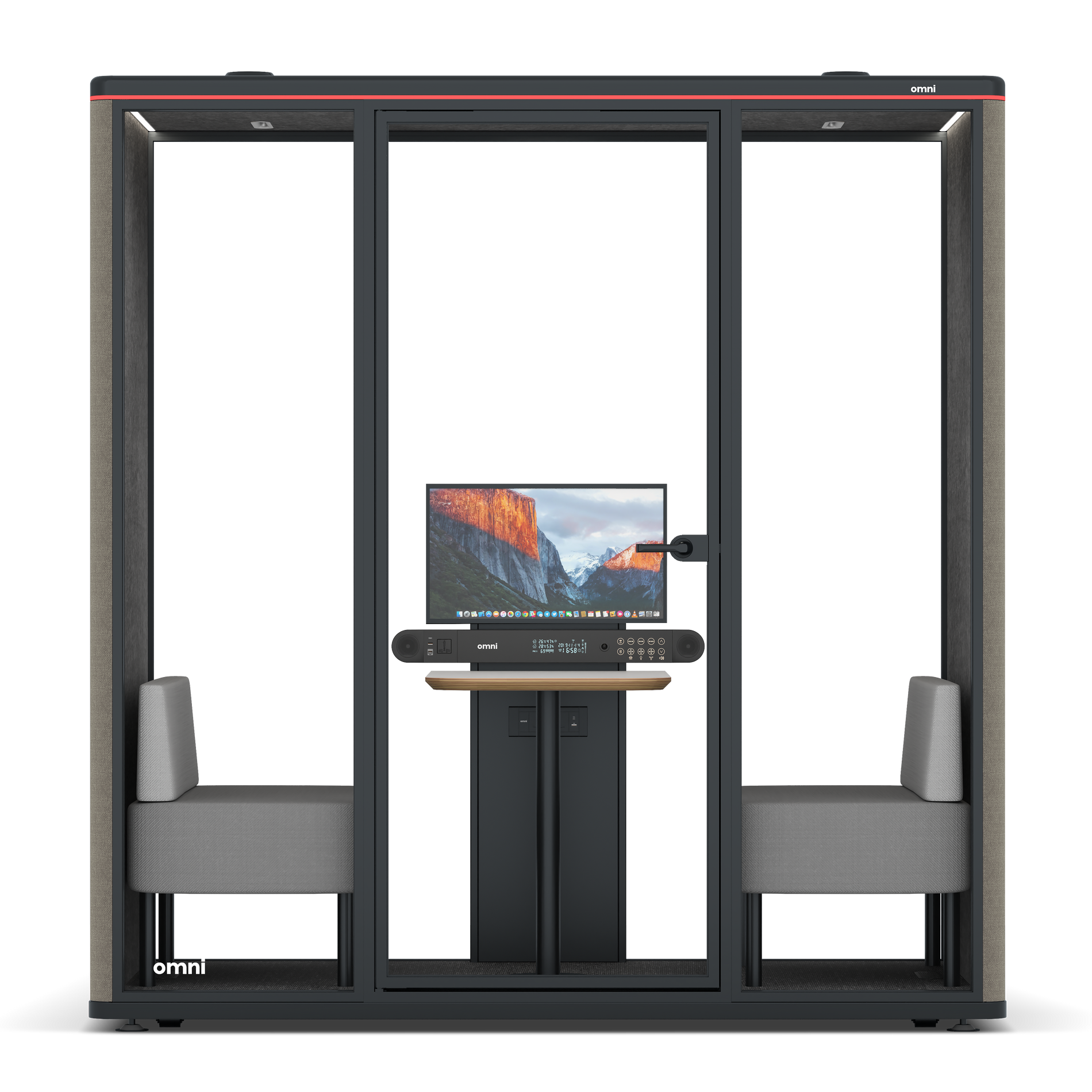 Omni DemiTable (+ Monitor Stand) / Gabriel Medley Ocean Pebble / #615f5d