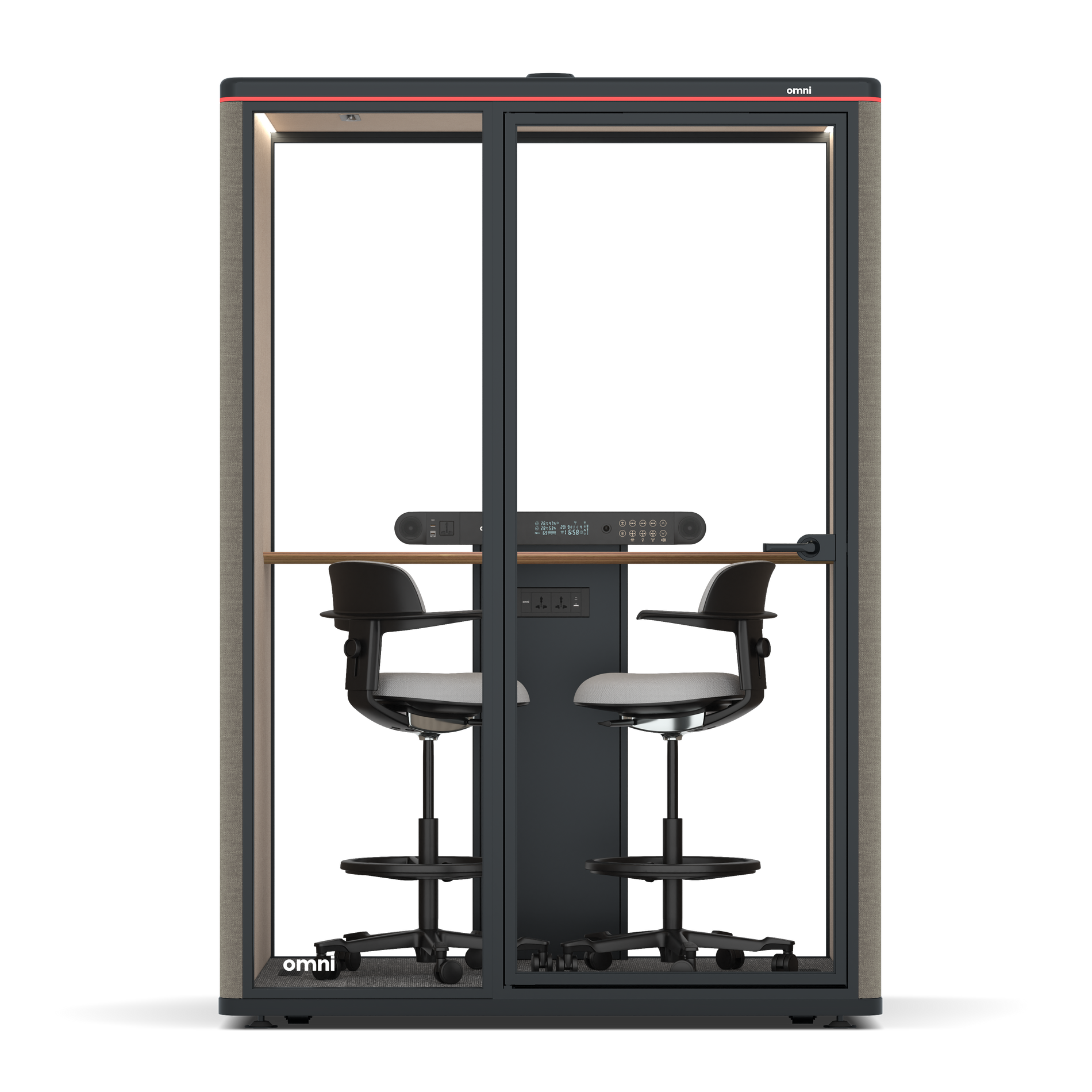 Omni TwoWorkstation + 2 stools / Gabriel Medley Ocean Pebble / #a18e7e