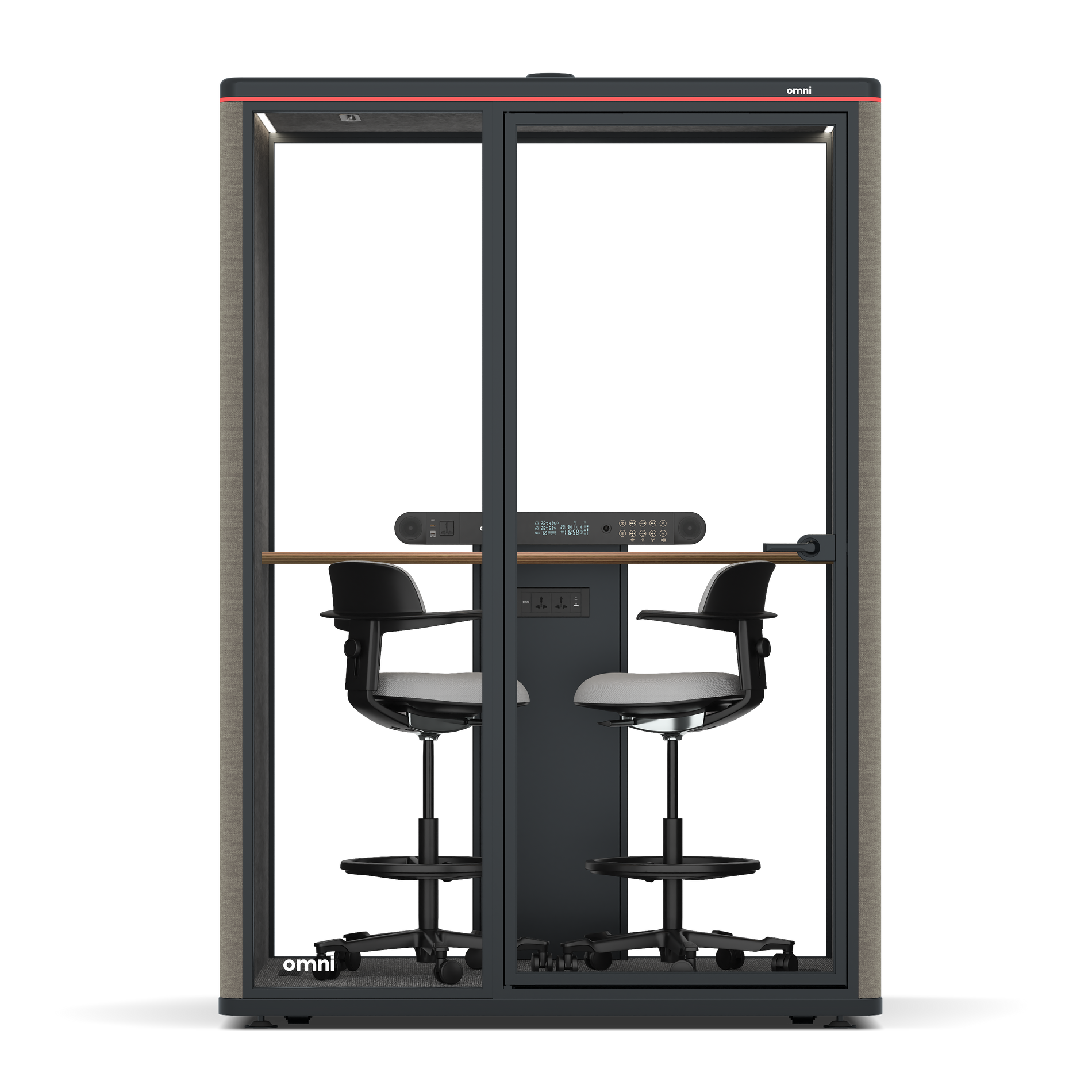 Omni TwoWorkstation + 2 stools / Gabriel Medley Ocean Pebble / #615f5d