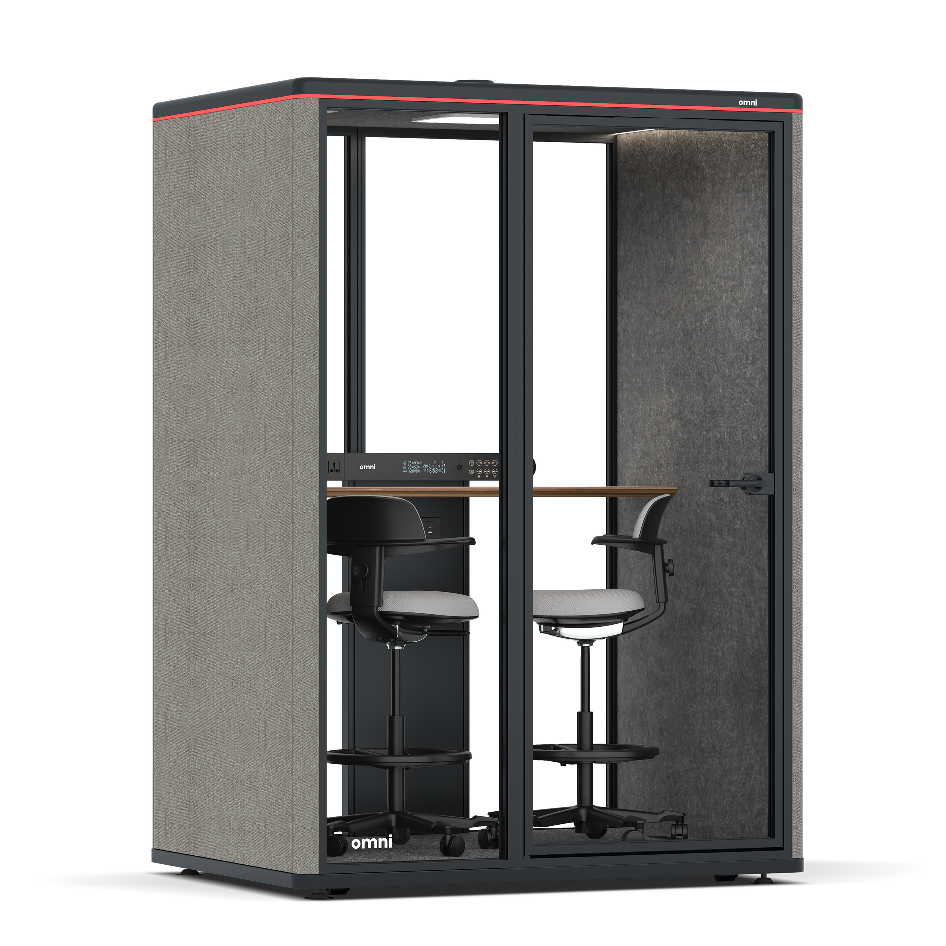 Omni TwoWorkstation + 2 stools / Gabriel Medley Ocean Pebble / #615f5d