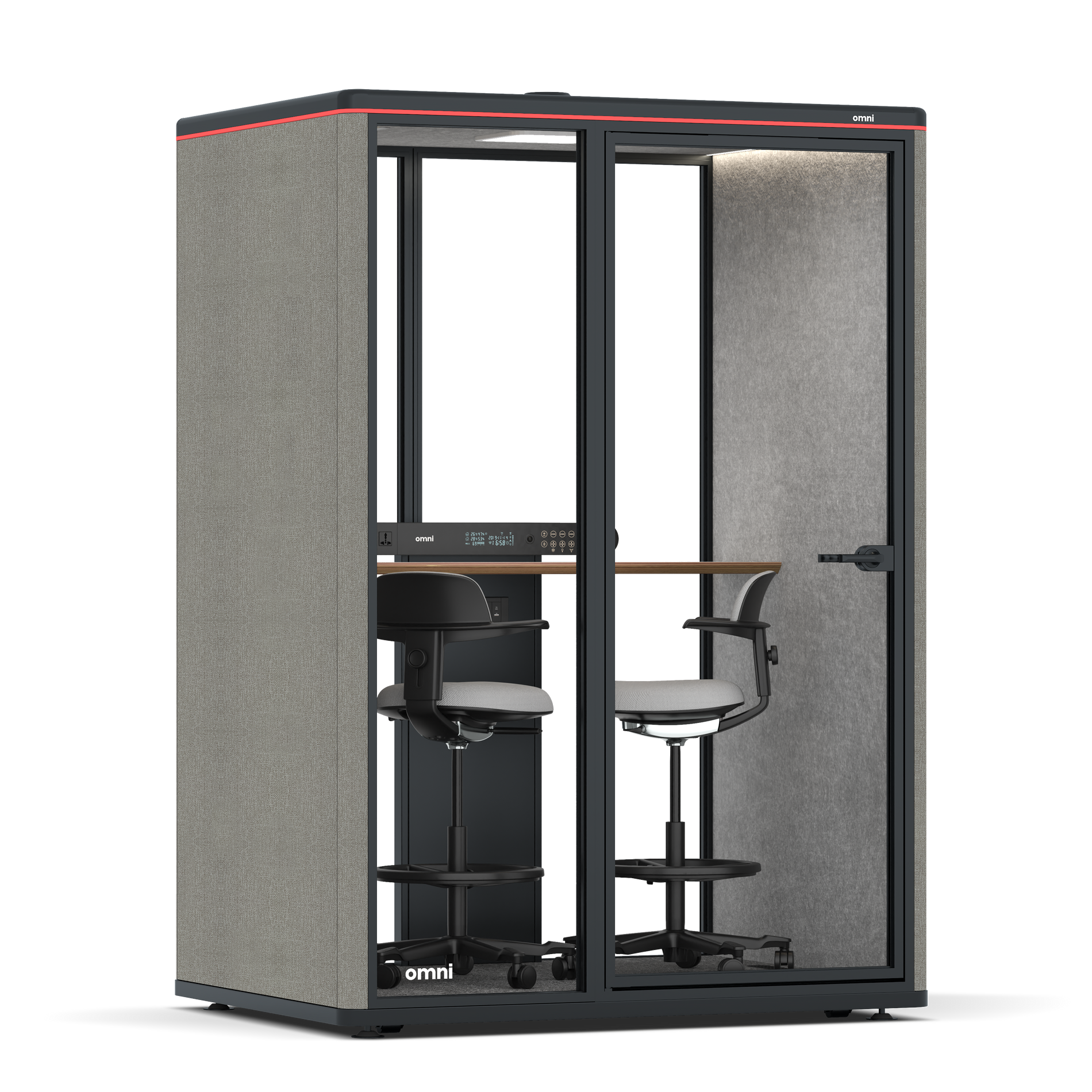 Omni TwoWorkstation + 2 stools / Gabriel Medley Ocean Pebble / #a49f98