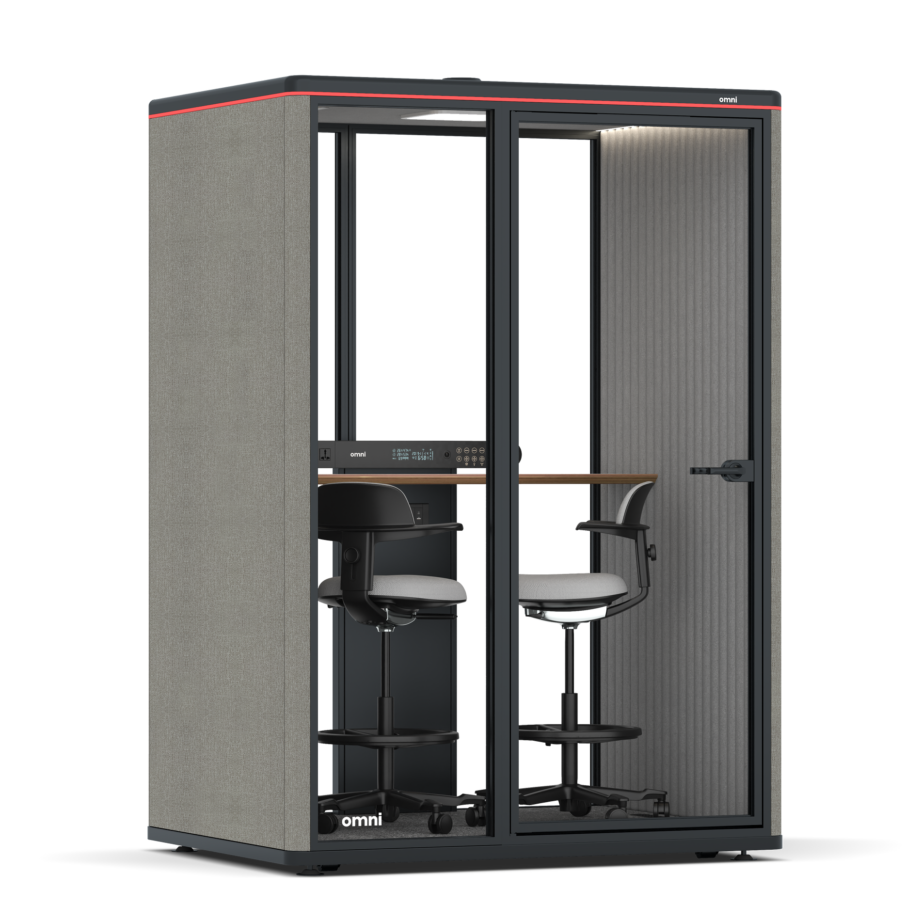 Omni TwoWorkstation + 2 stools / Gabriel Medley Ocean Pebble / #6d6c69