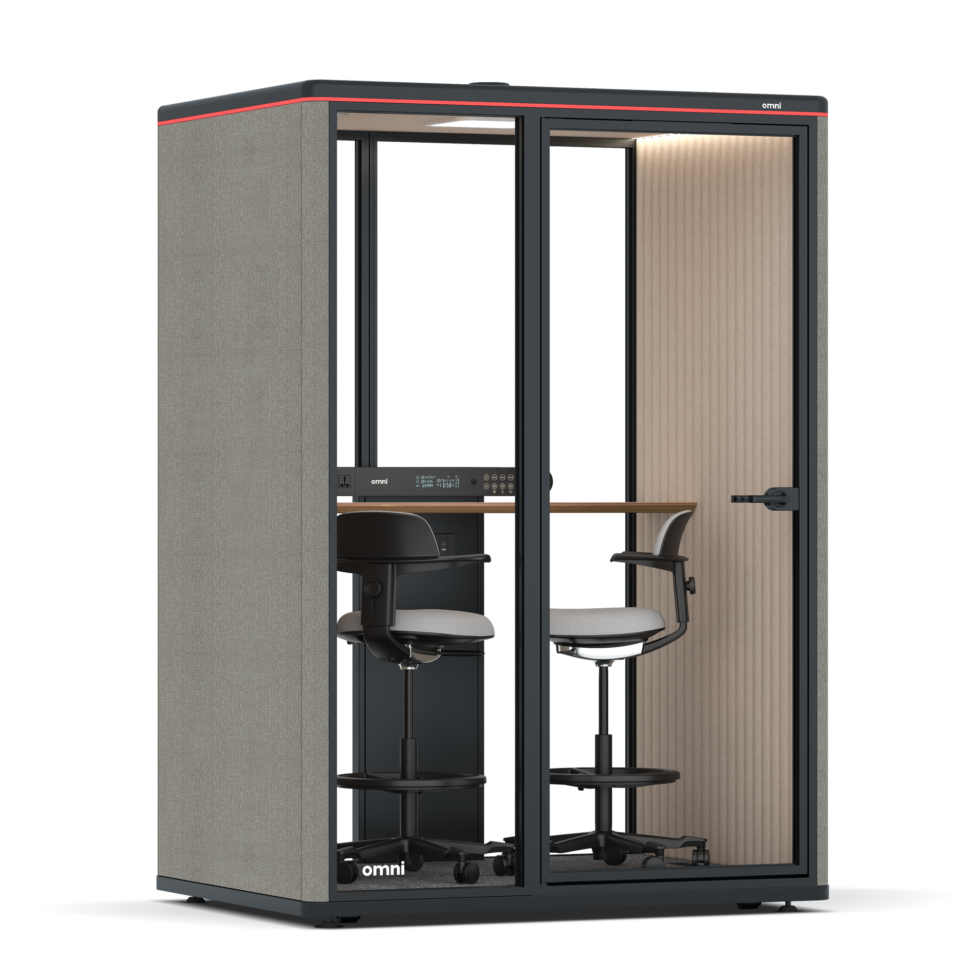 Omni TwoWorkstation + 2 stools / Gabriel Medley Ocean Pebble / #a18e7e