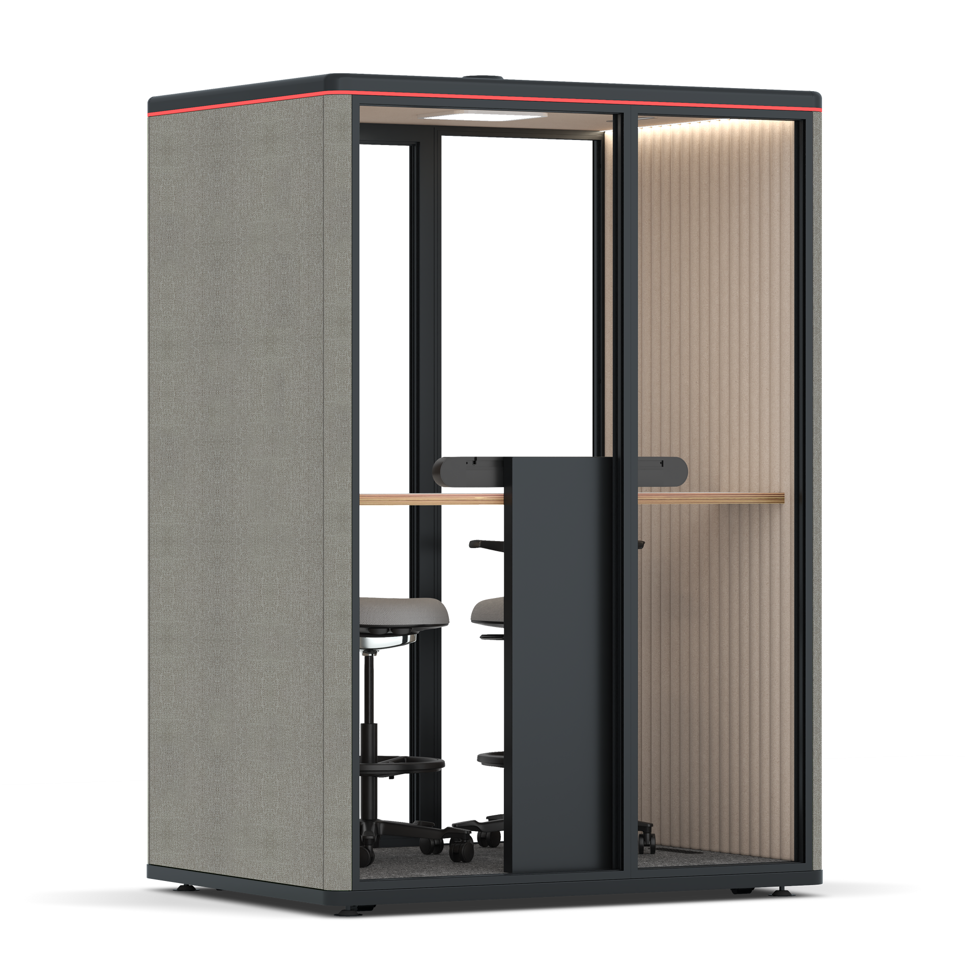 Omni TwoWorkstation + 2 stools / Gabriel Medley Ocean Pebble / #a18e7e