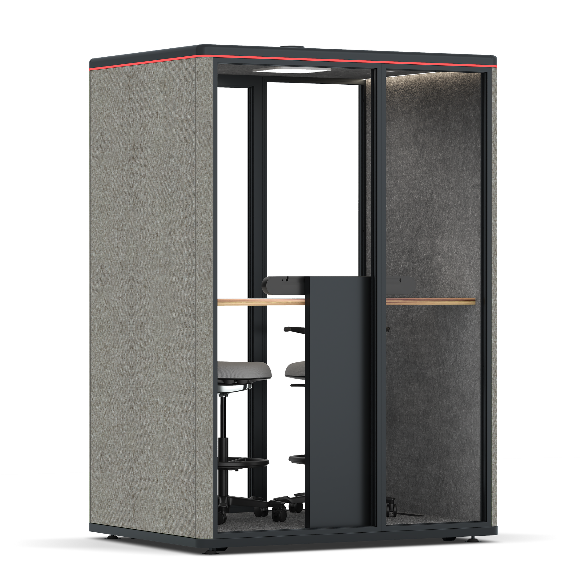 Omni TwoWorkstation + 2 stools / Gabriel Medley Ocean Pebble / #615f5d