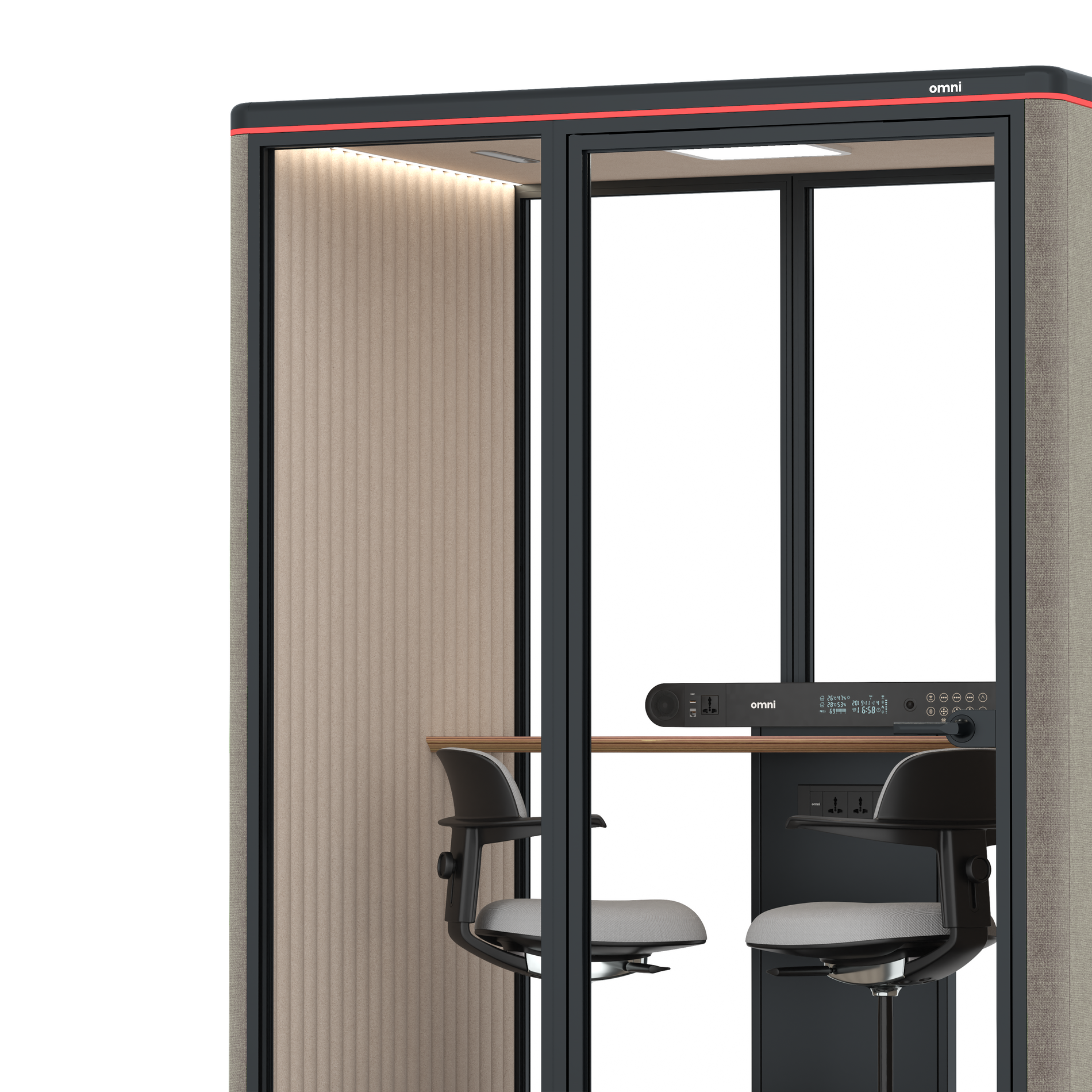 Omni TwoWorkstation + 2 stools / Gabriel Medley Ocean Pebble / #a18e7e