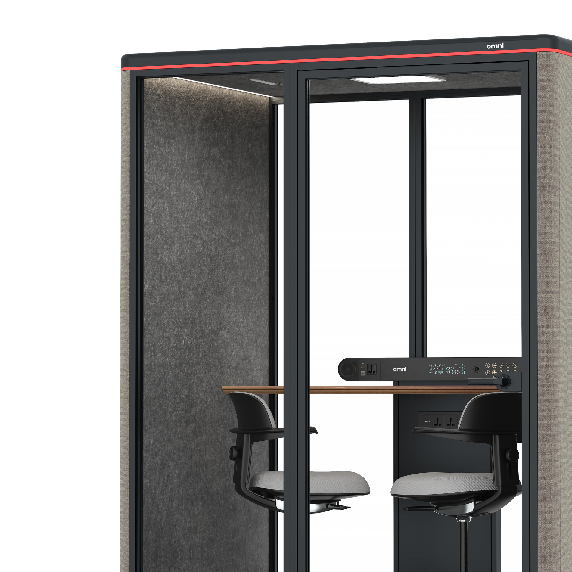 Omni TwoWorkstation + 2 stools / Gabriel Medley Ocean Pebble / #615f5d
