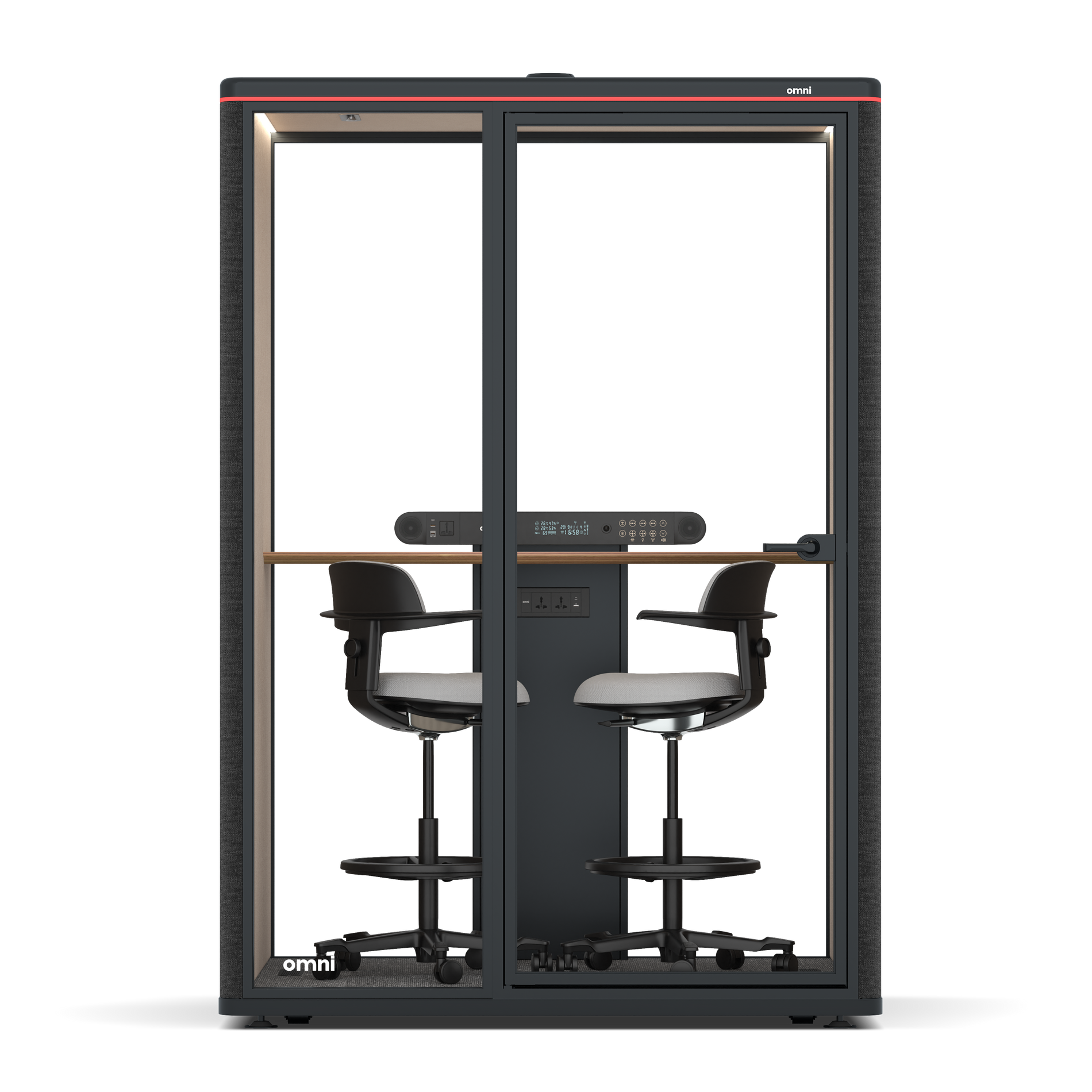 Omni TwoWorkstation + 2 stools / Gabriel Medley Black / #a18e7e