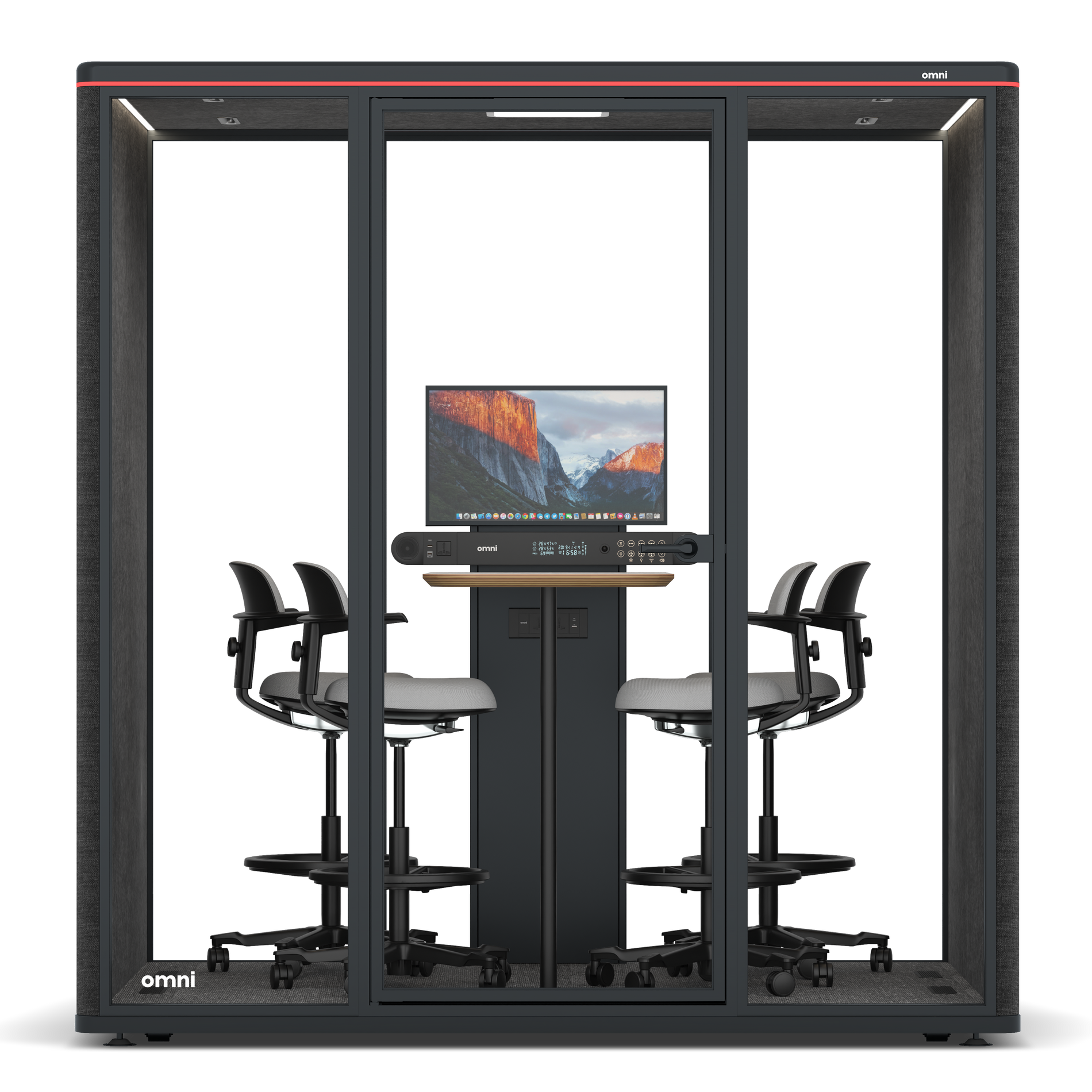 Omni FourCounter Meeting Table (+ Monitor Stand) / Gabriel Medley Black / #615f5d