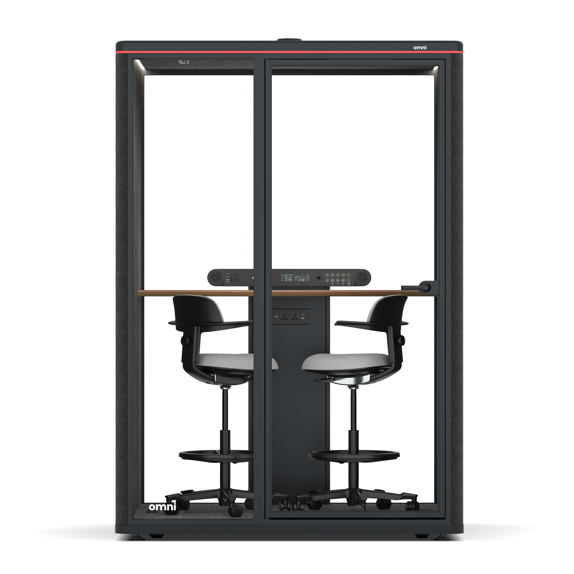Omni TwoWorkstation + 2 stools / Gabriel Medley Black / #615f5d