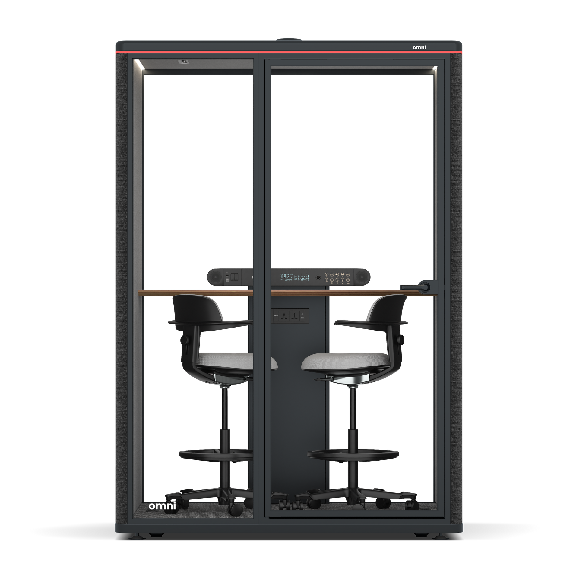 Omni TwoWorkstation + 2 stools / Gabriel Medley Black / #6d6c69