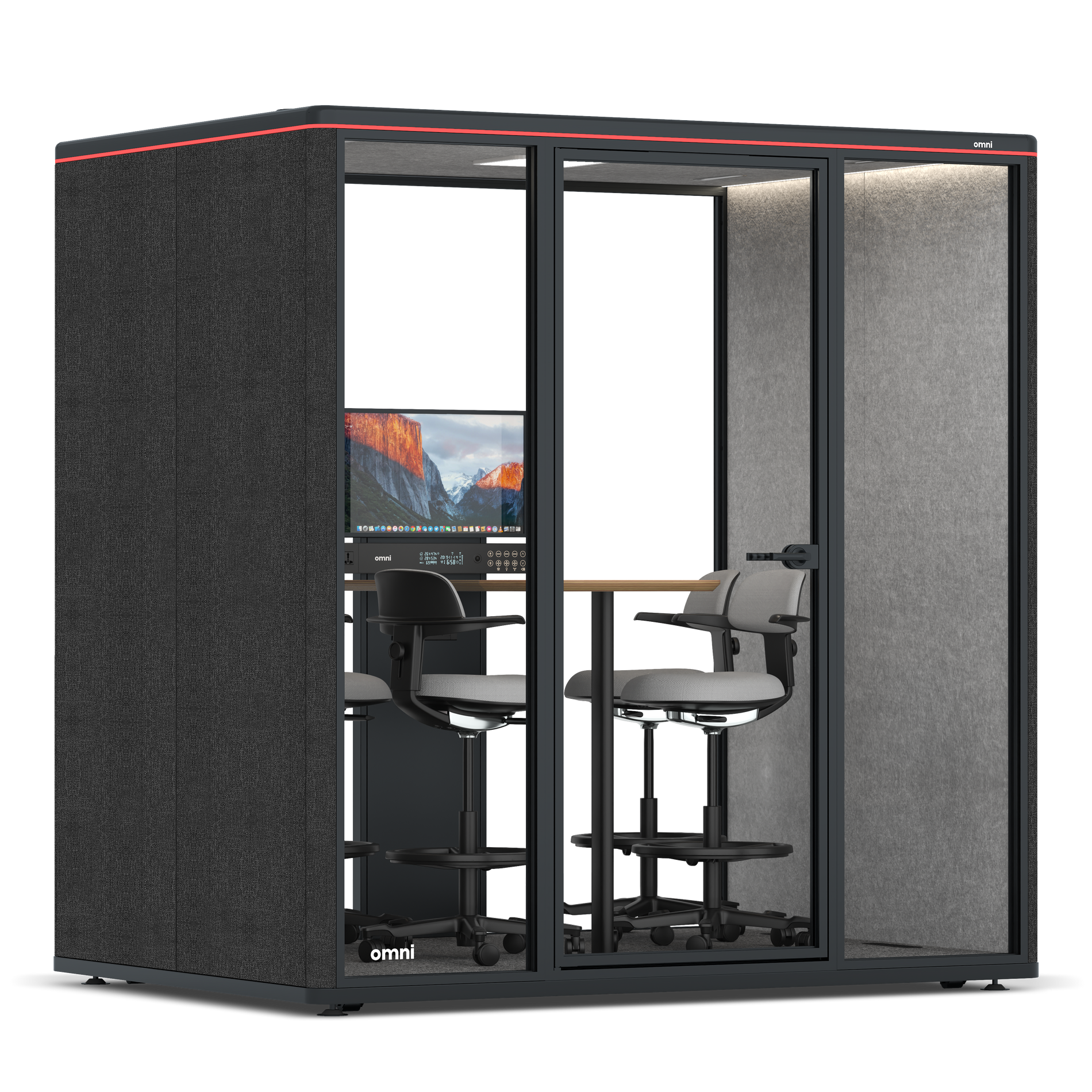 Omni FourCounter Meeting Table (+ Monitor Stand) / Gabriel Medley Black / #a49f98