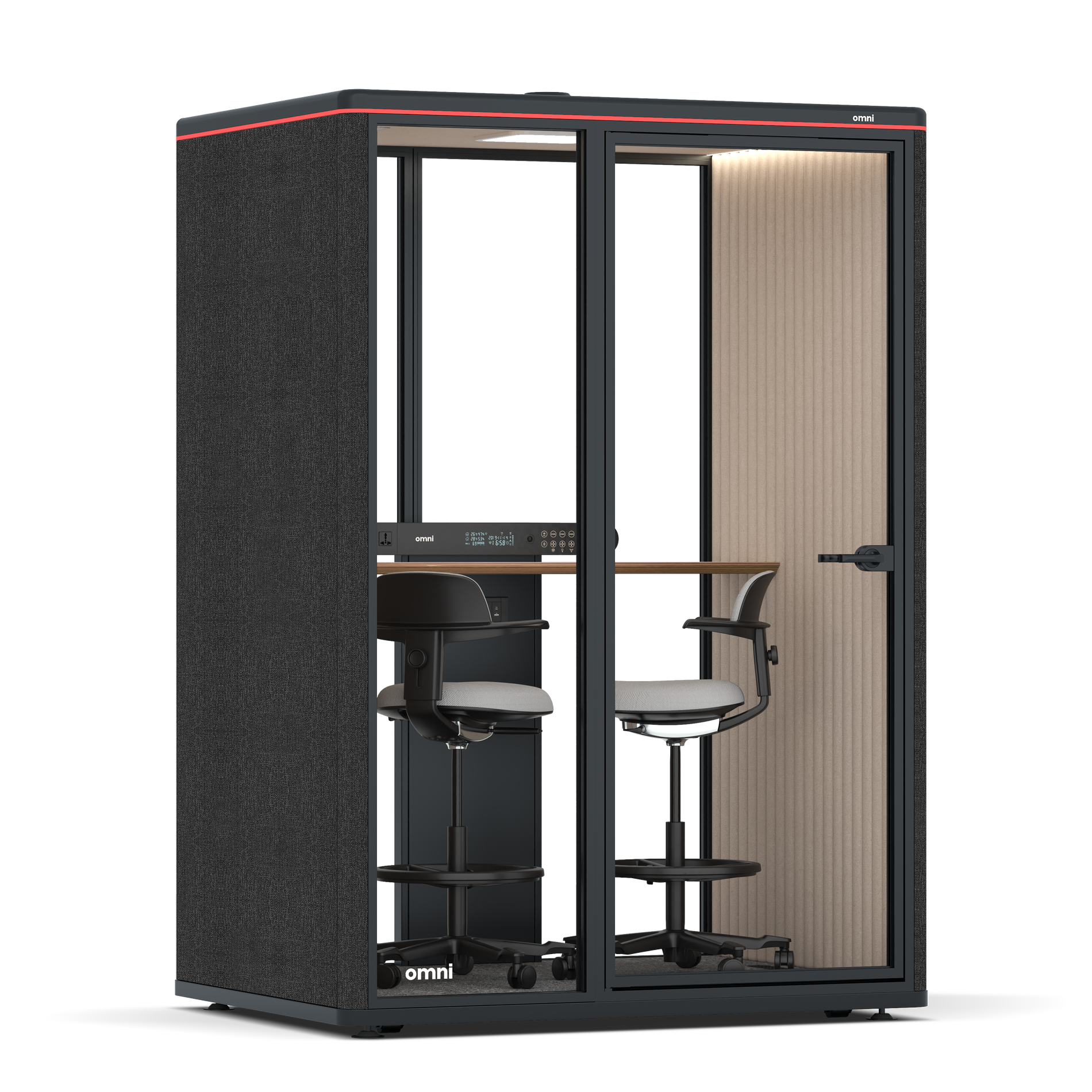 Omni TwoWorkstation + 2 stools / Gabriel Medley Black / #a18e7e