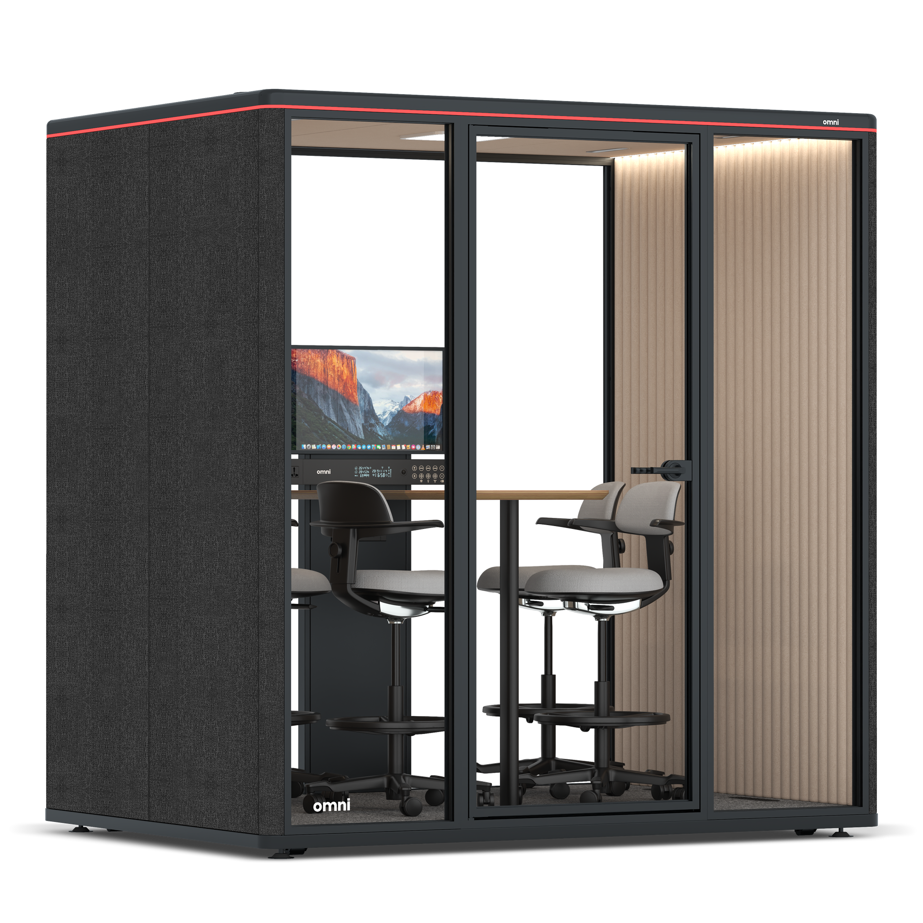 Omni FourCounter Meeting Table (+ Monitor Stand) / Gabriel Medley Black / #a18e7e