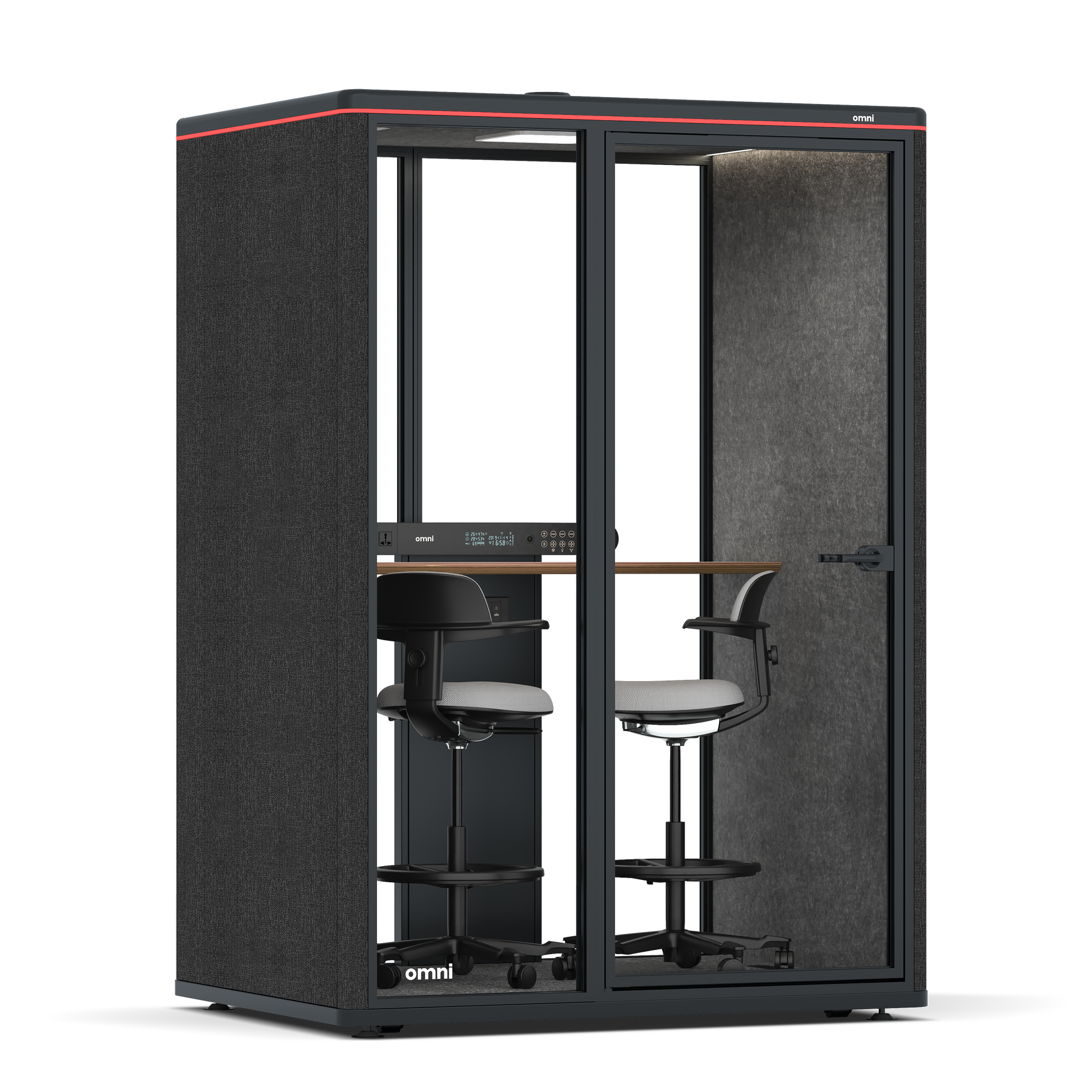 Omni TwoWorkstation + 2 stools / Gabriel Medley Black / #615f5d