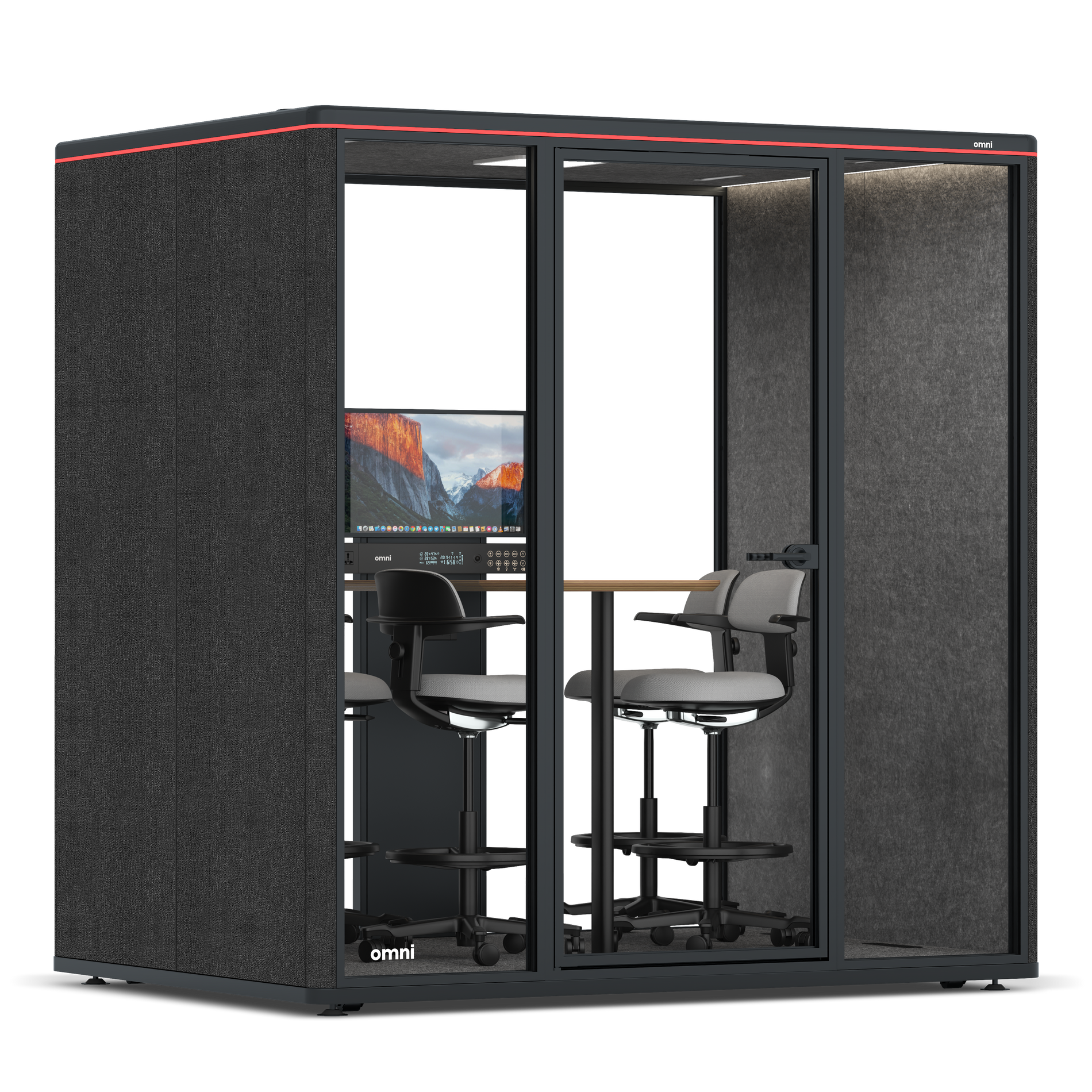 Omni FourCounter Meeting Table (+ Monitor Stand) / Gabriel Medley Black / #615f5d