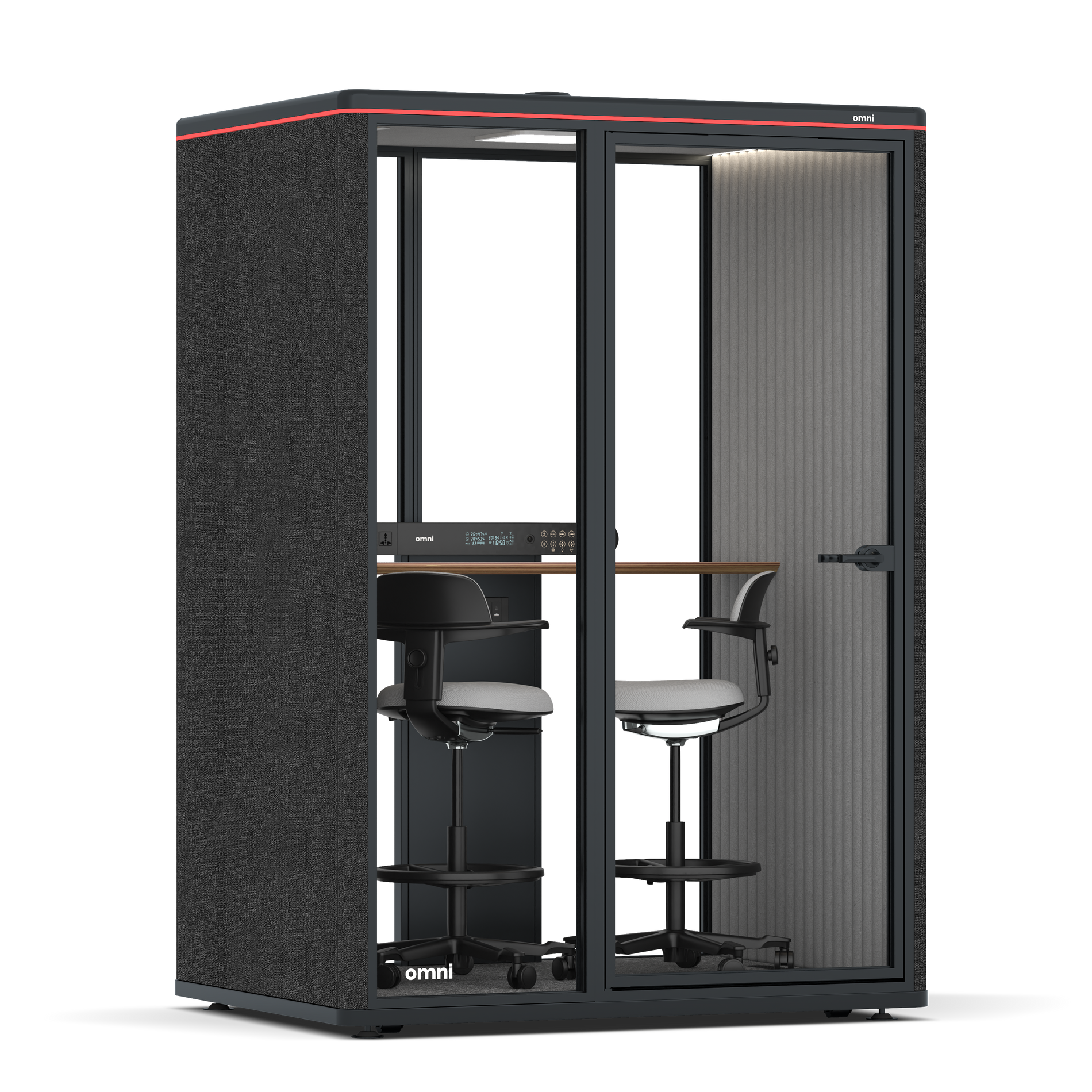 Omni TwoWorkstation + 2 stools / Gabriel Medley Black / #6d6c69