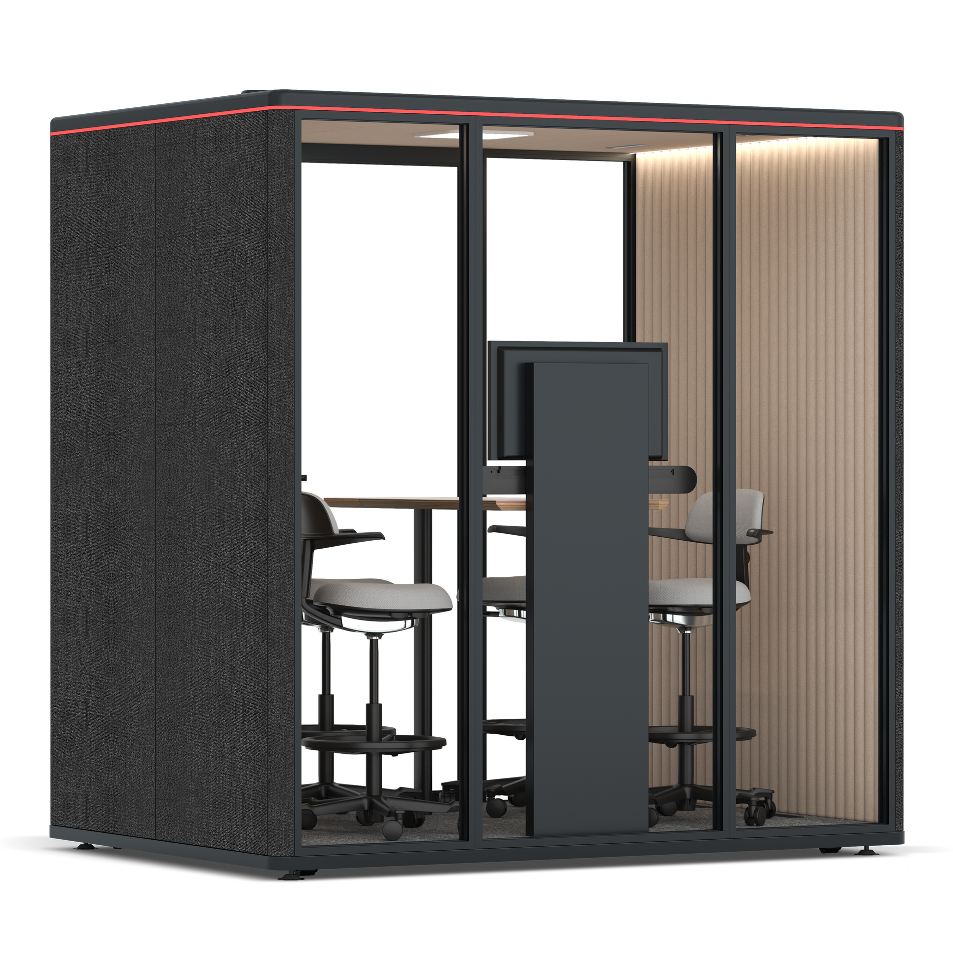 Omni FourCounter Meeting Table (+ Monitor Stand) / Gabriel Medley Black / #a18e7e