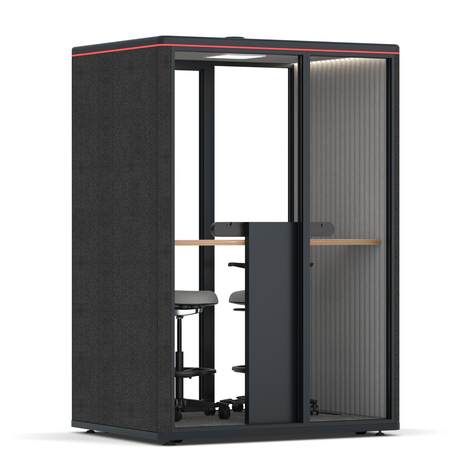 Omni TwoWorkstation + 2 stools / Gabriel Medley Black / #6d6c69