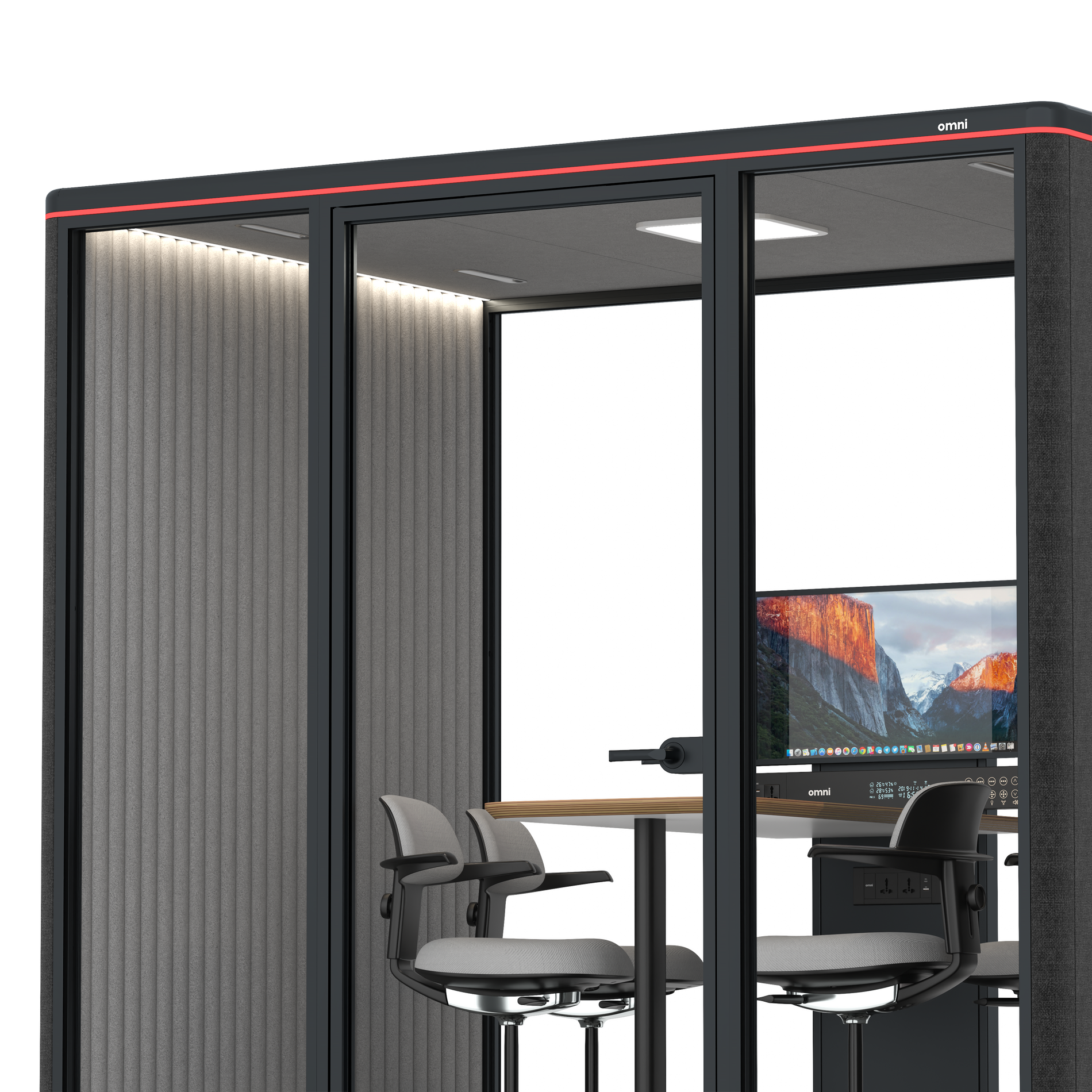 Omni FourCounter Meeting Table (+ Monitor Stand) / Gabriel Medley Black / #6d6c69