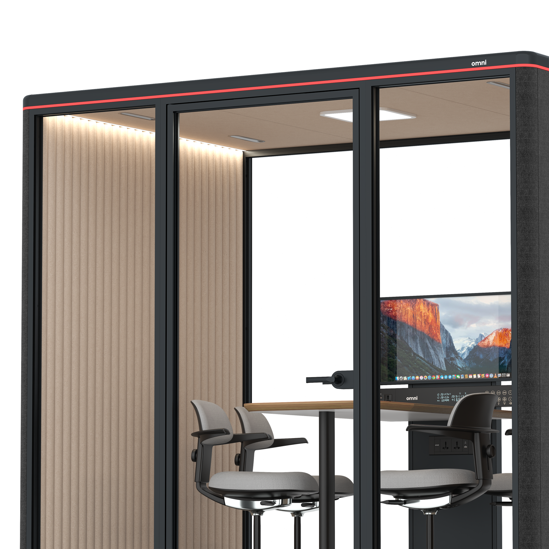 Omni FourCounter Meeting Table (+ Monitor Stand) / Gabriel Medley Black / #a18e7e