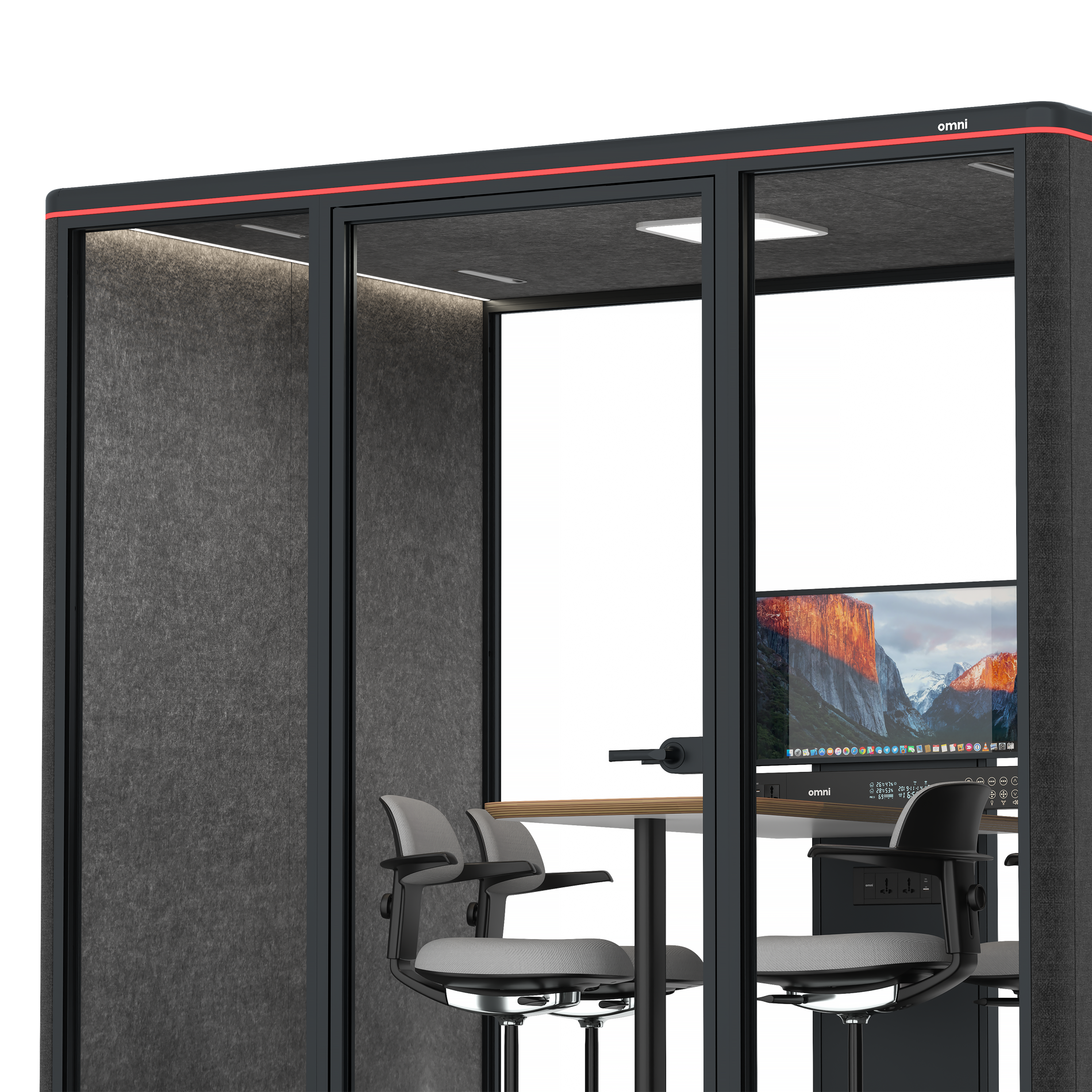 Omni FourCounter Meeting Table (+ Monitor Stand) / Gabriel Medley Black / #615f5d