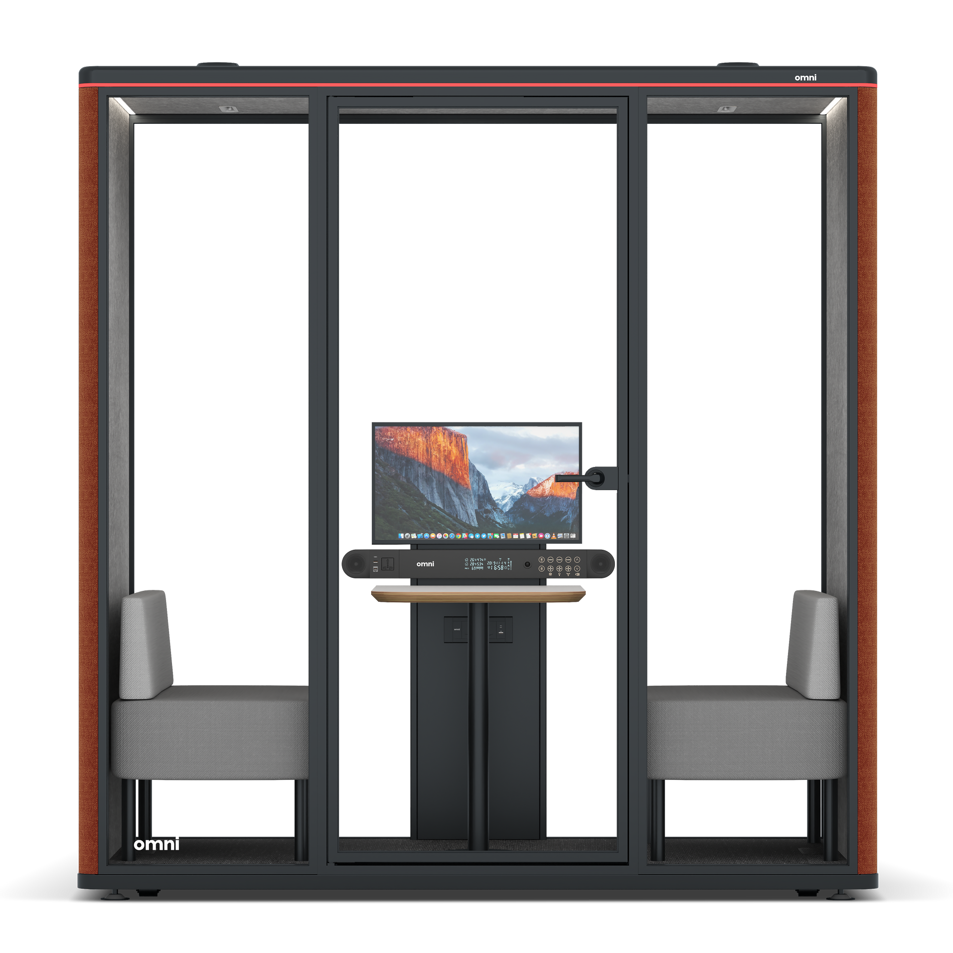 Omni DemiTable (+ Monitor Stand) / Bloody Orange / #a49f98